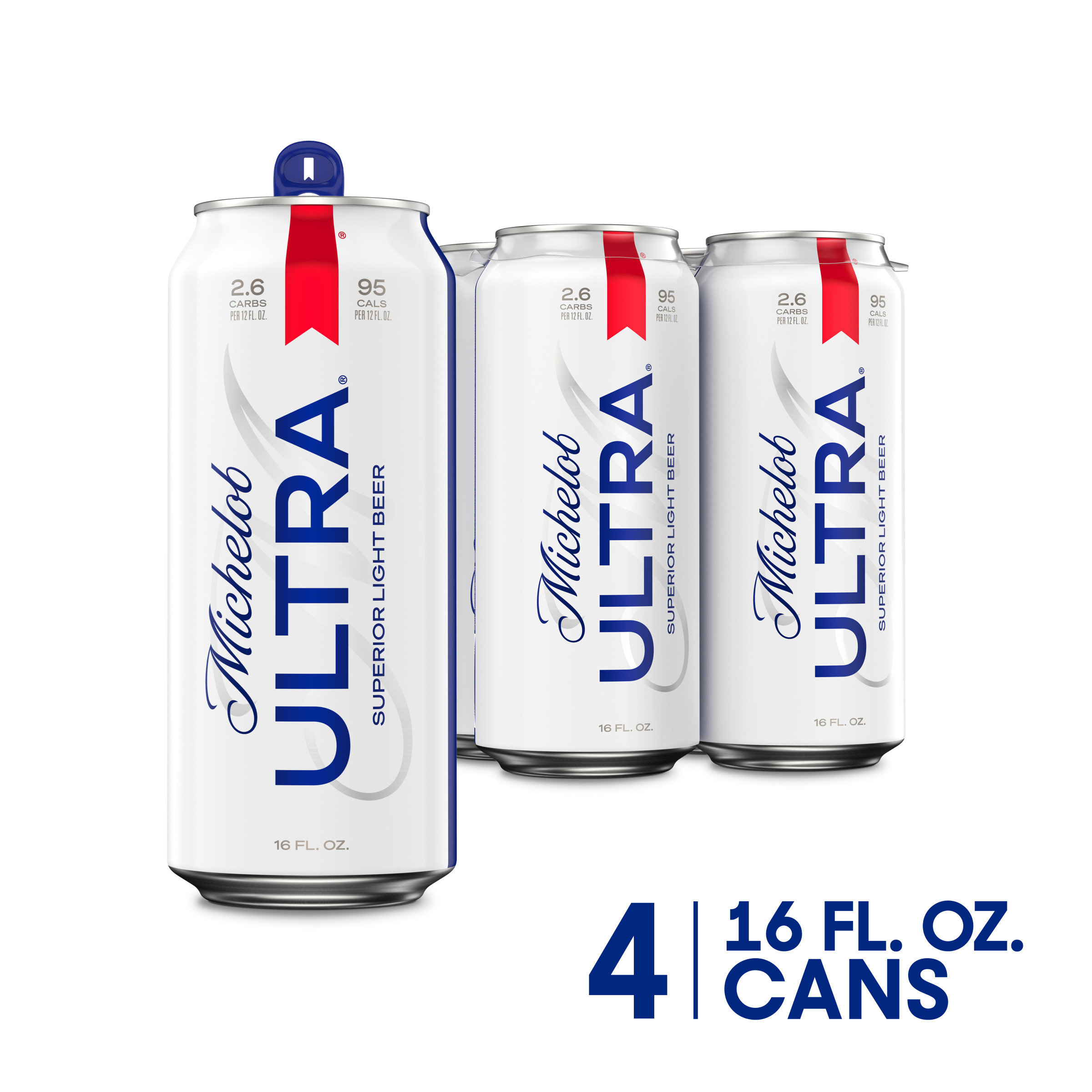 Michelob ULTRA Superior Light American Lager Beer 4 Pack, 16 fl oz Cans