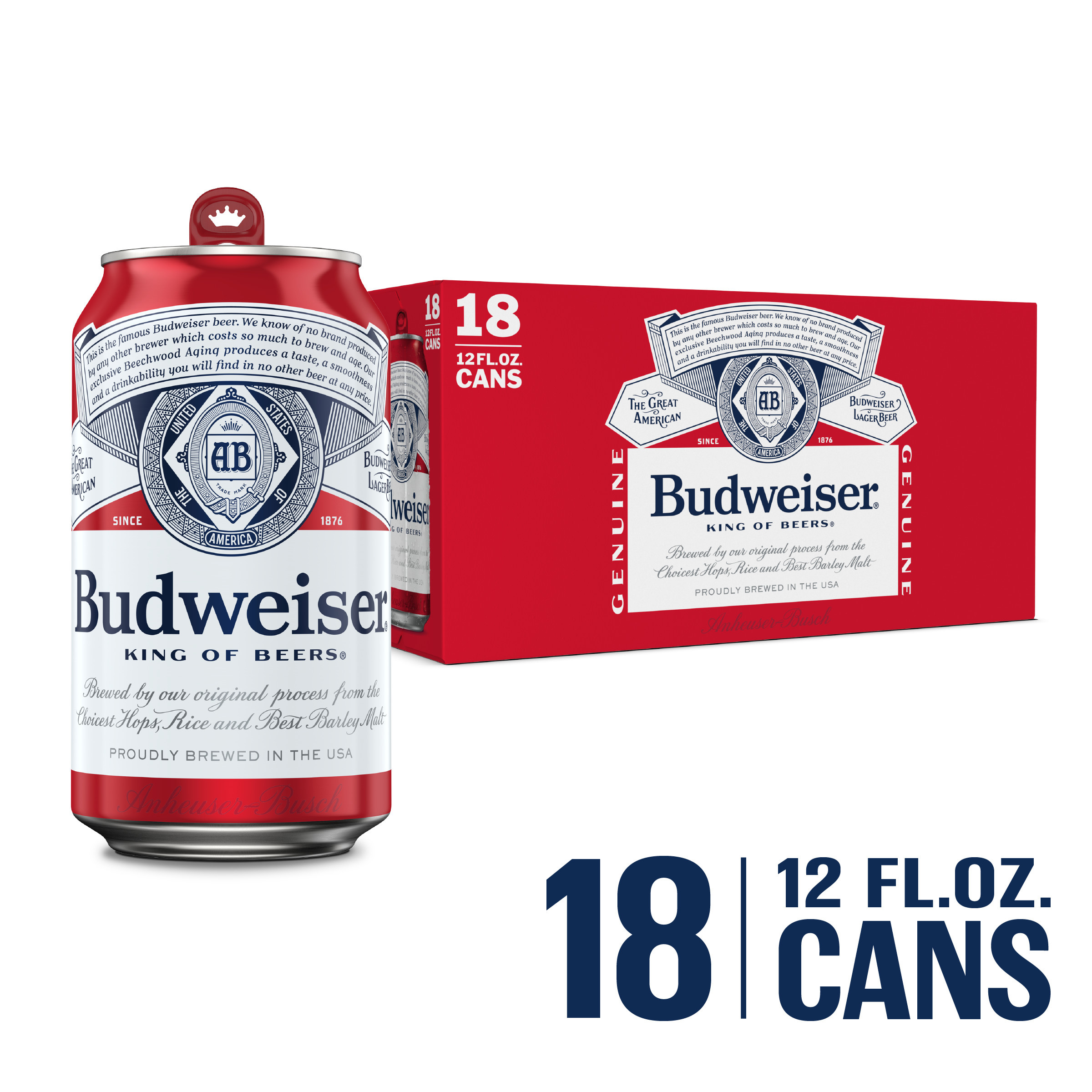 Budweiser American Lager Beer 18 Pack, 12 fl oz Cans