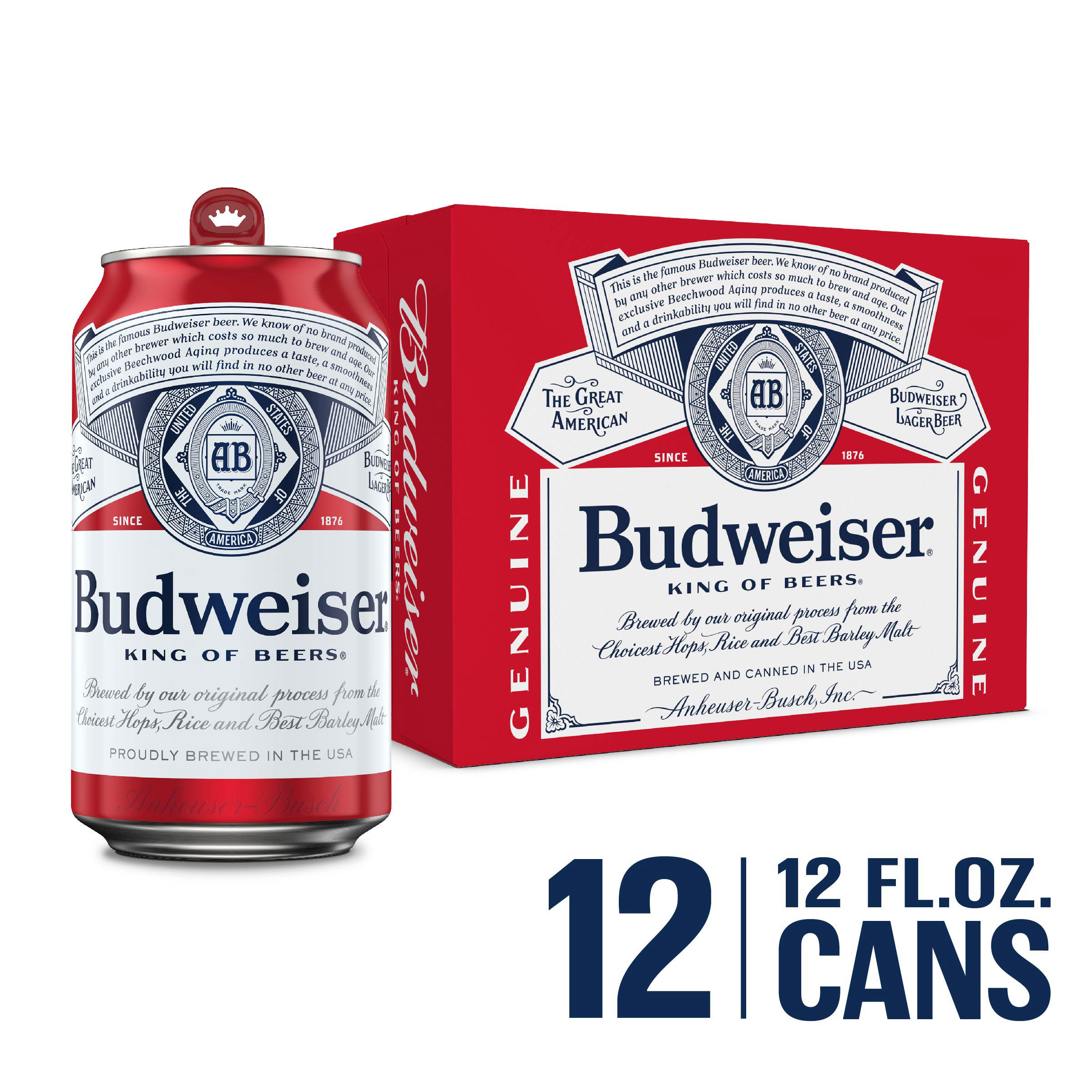 Budweiser American Lager Beer 12 Pack, 12 fl oz Cans