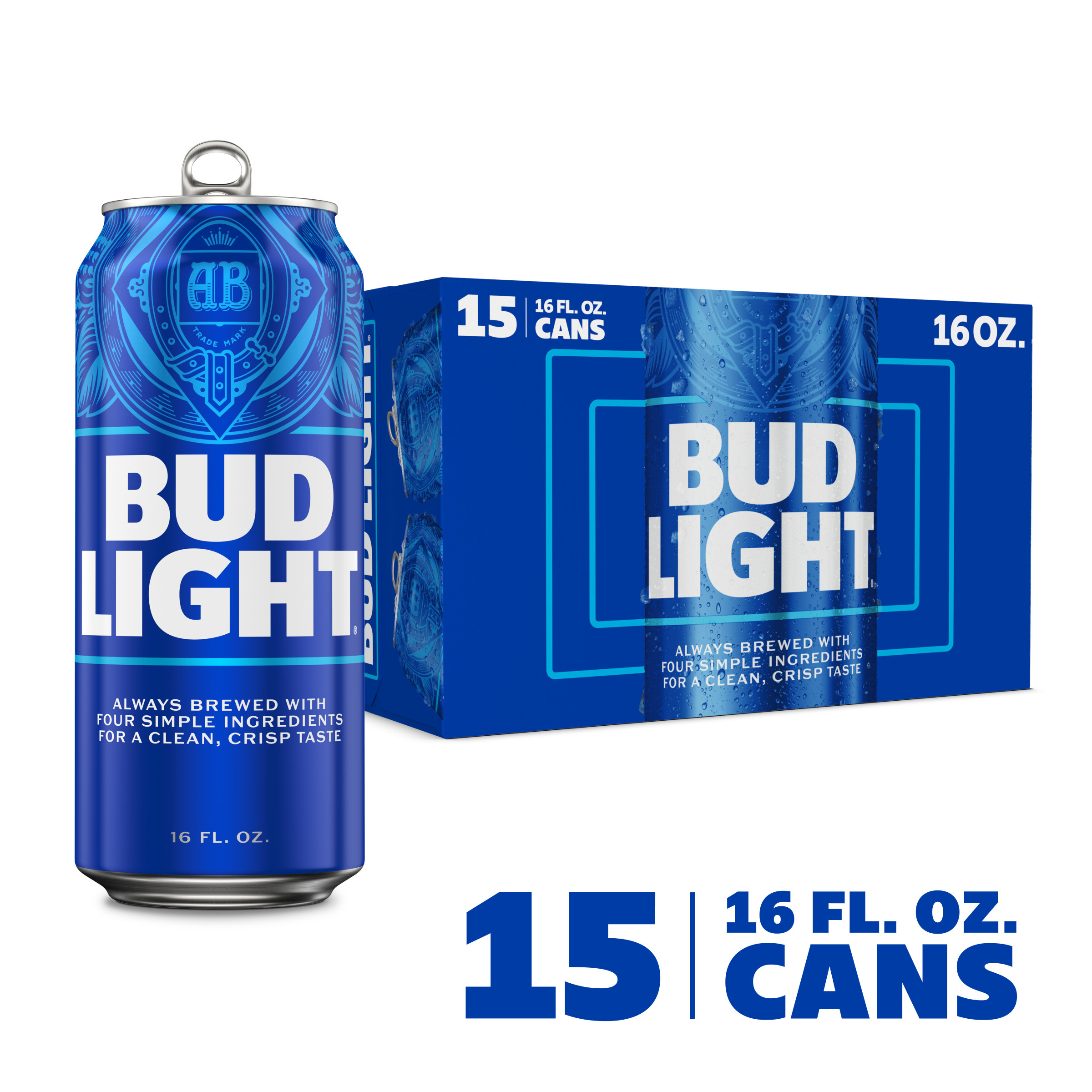 Bud Light American Lager Beer 15 Pack, 16 fl oz Cans