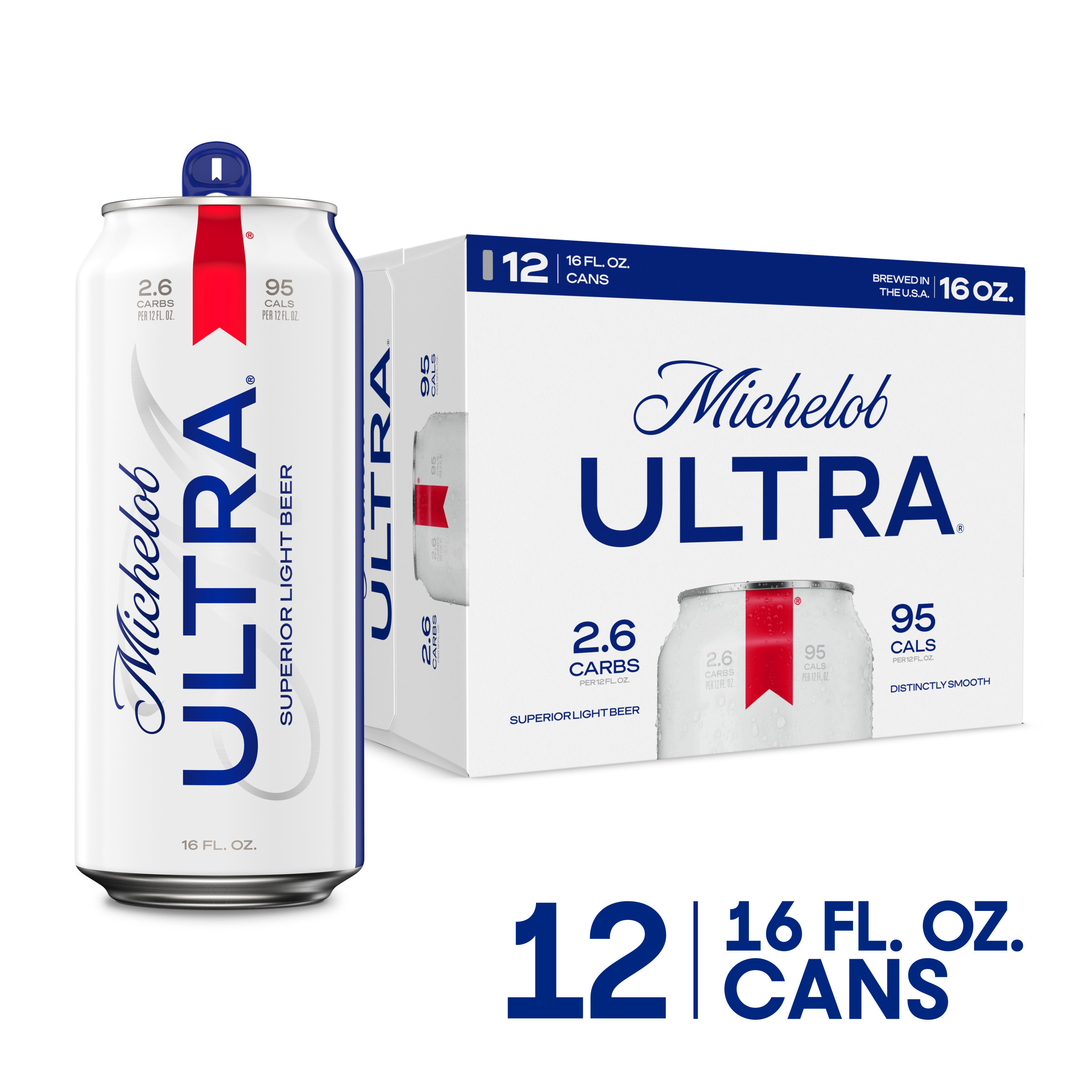 Michelob ULTRA Superior Light American Lager Beer 12 Pack, 16 fl oz Cans