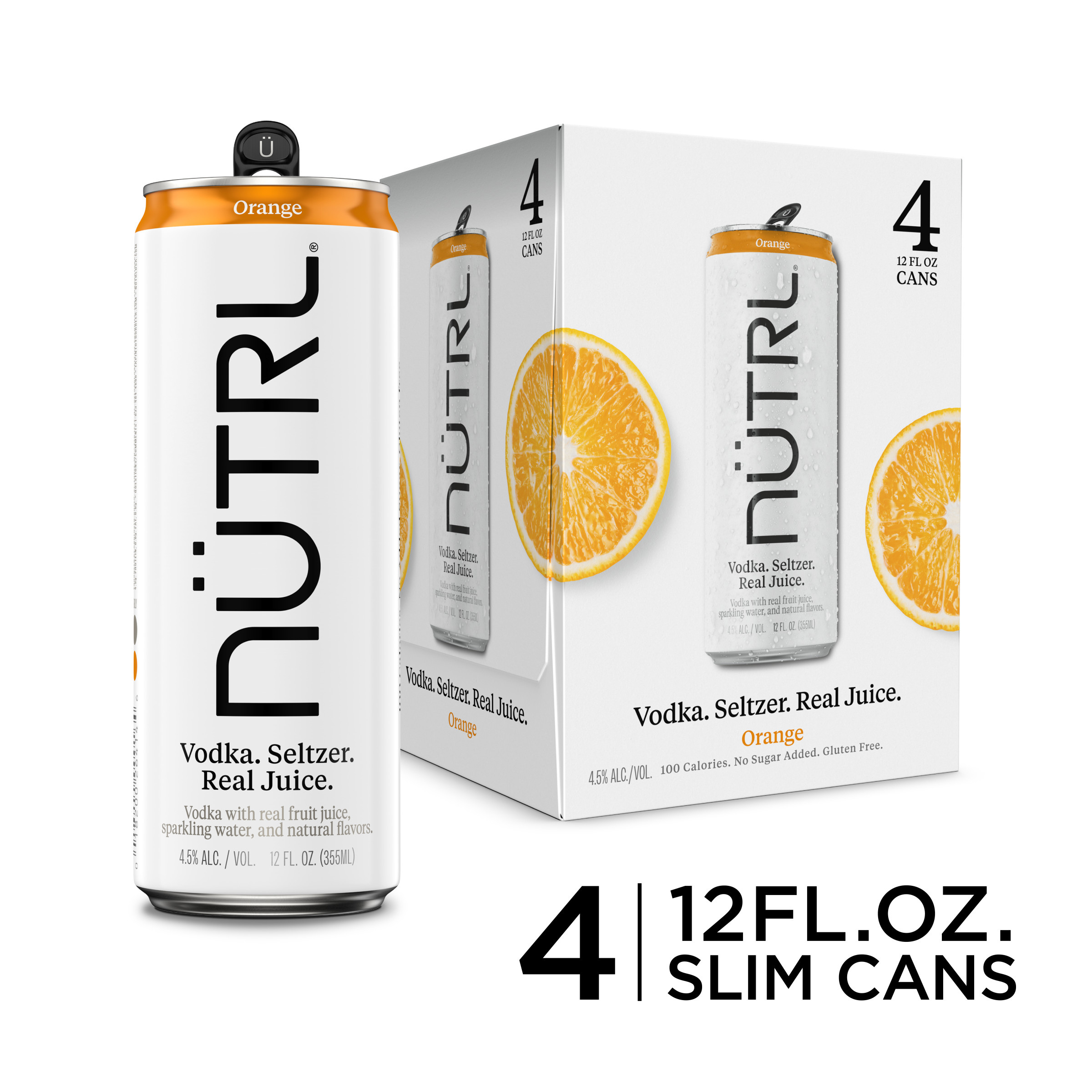 Nutrl Orange Vodka Seltzer 4 Pack, 12 Fl Oz Cans
