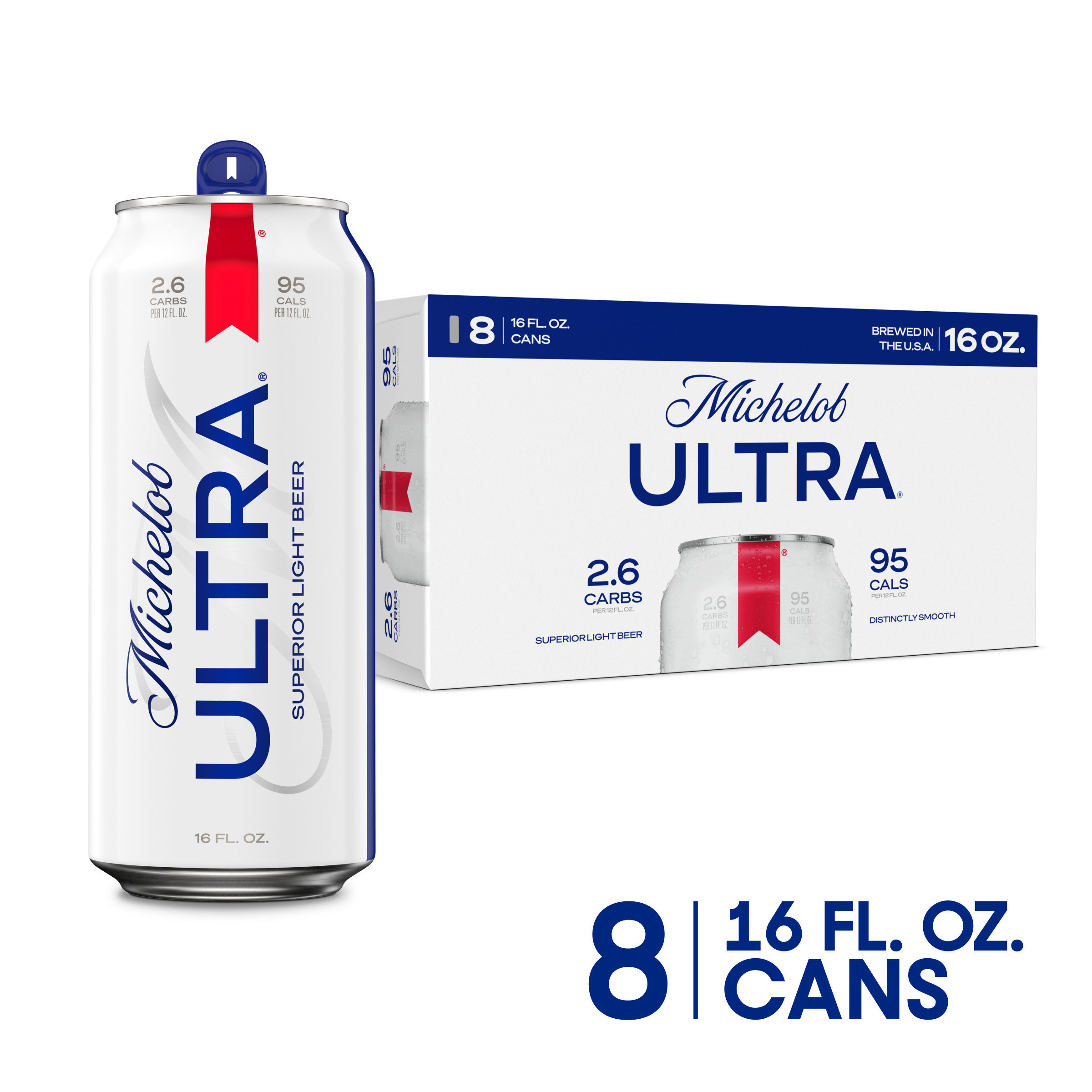 Michelob ULTRA Superior Light American Lager Beer 8 Pack, 16 fl oz Cans