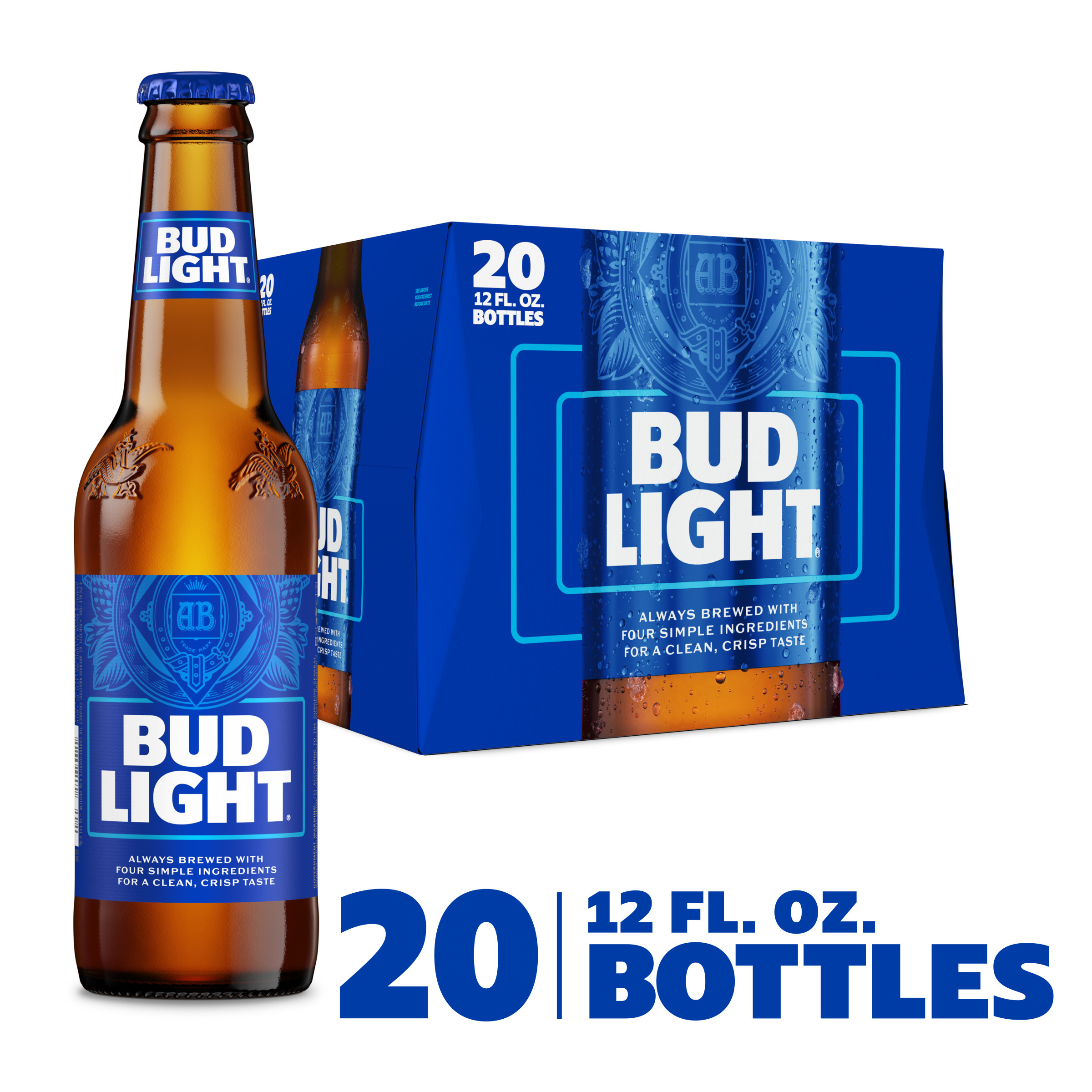 Bud Light American Lager Beer 20 Pack, 12 fl oz Bottle