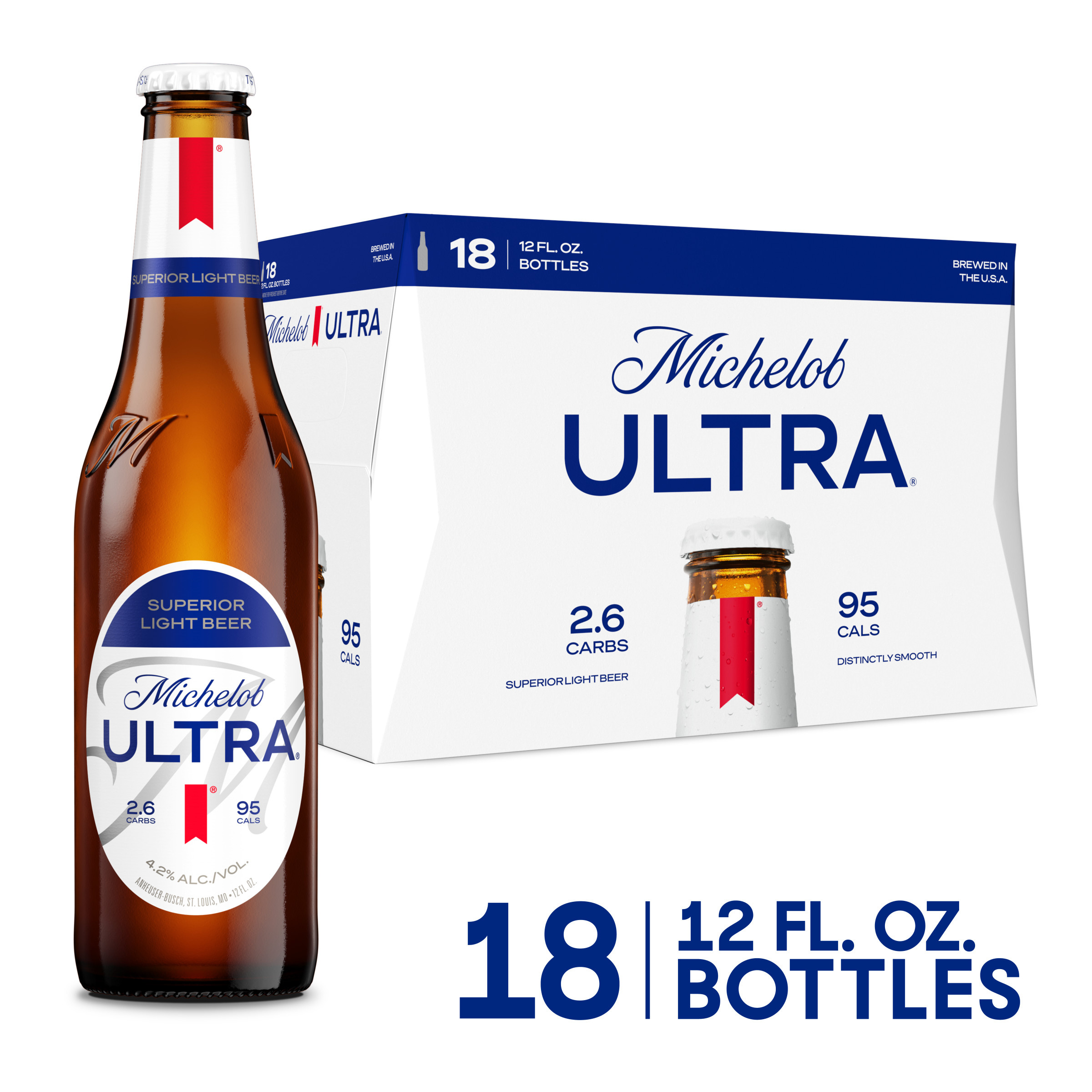 Michelob ULTRA Superior Light American Lager Beer 18 Pack, 12 fl oz Bottles