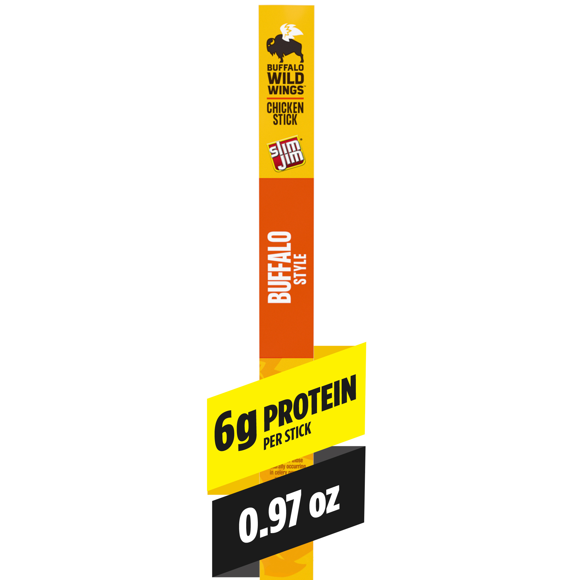 Slim Jim Giant Chicken Jerky Sticks, Buffalo Wild Wings Buffalo Style, 6g Protein per Stick, 0.97 oz.
