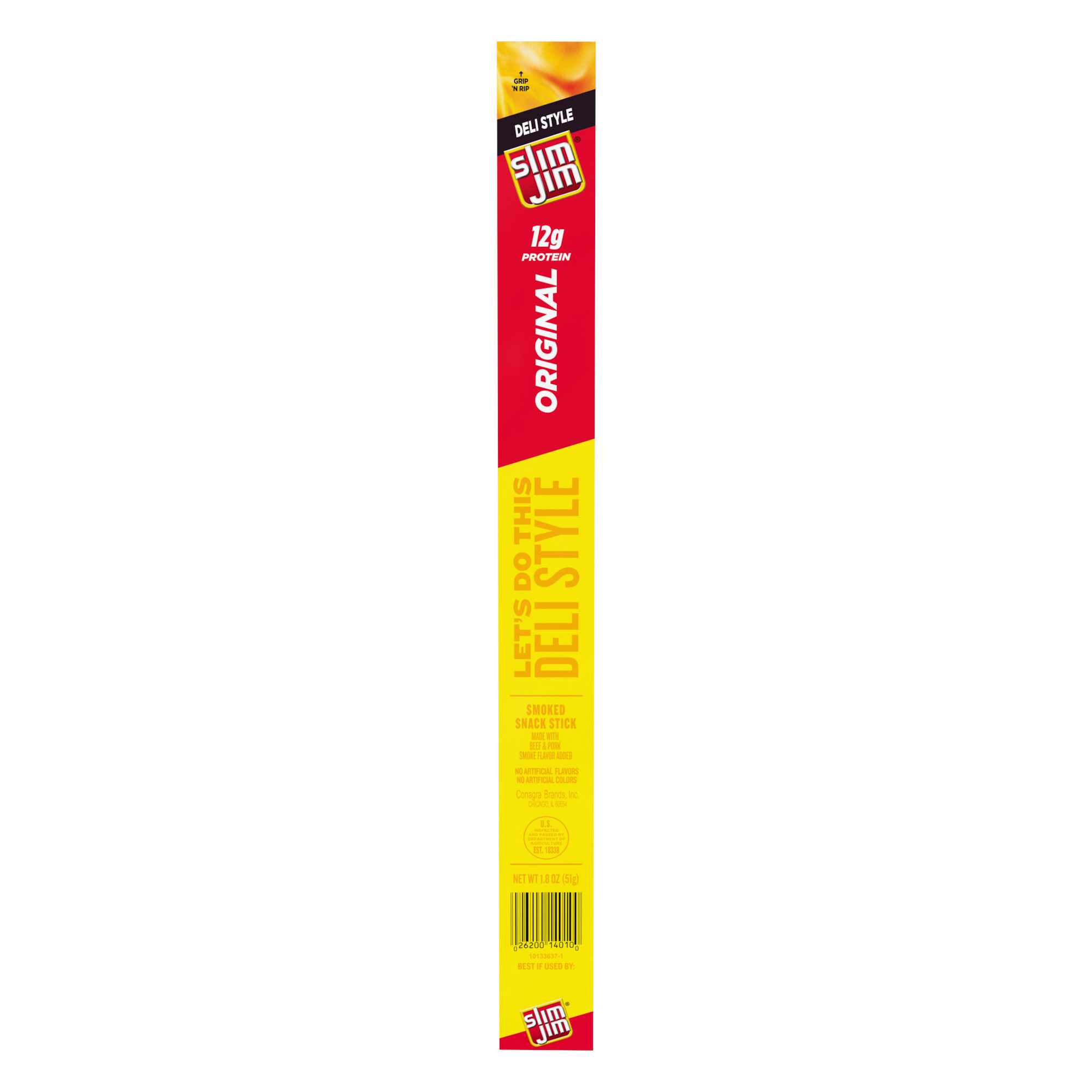 Slim Jim Smoked Jerky Meat Sticks, Deli Style Original Flavor, High Protein, 1.8 oz.