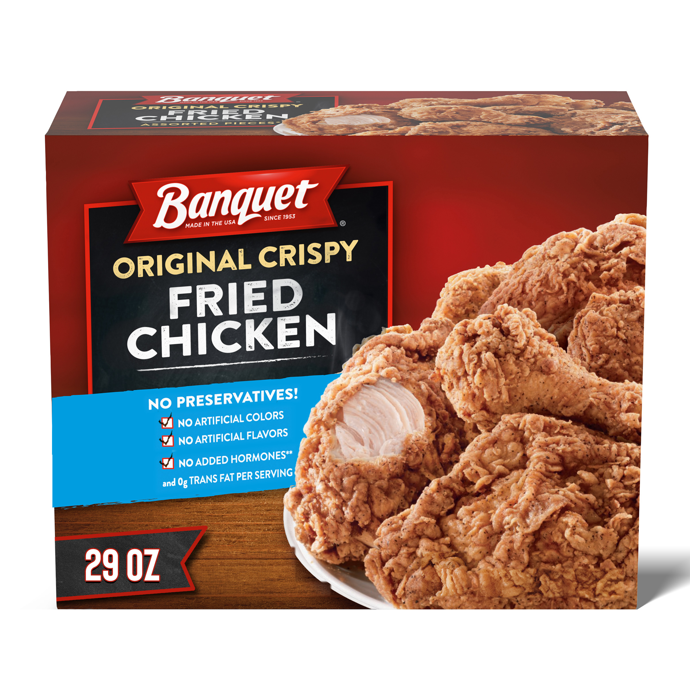 Banquet Original Crispy Fried Chicken, Frozen Meal, 29 oz.