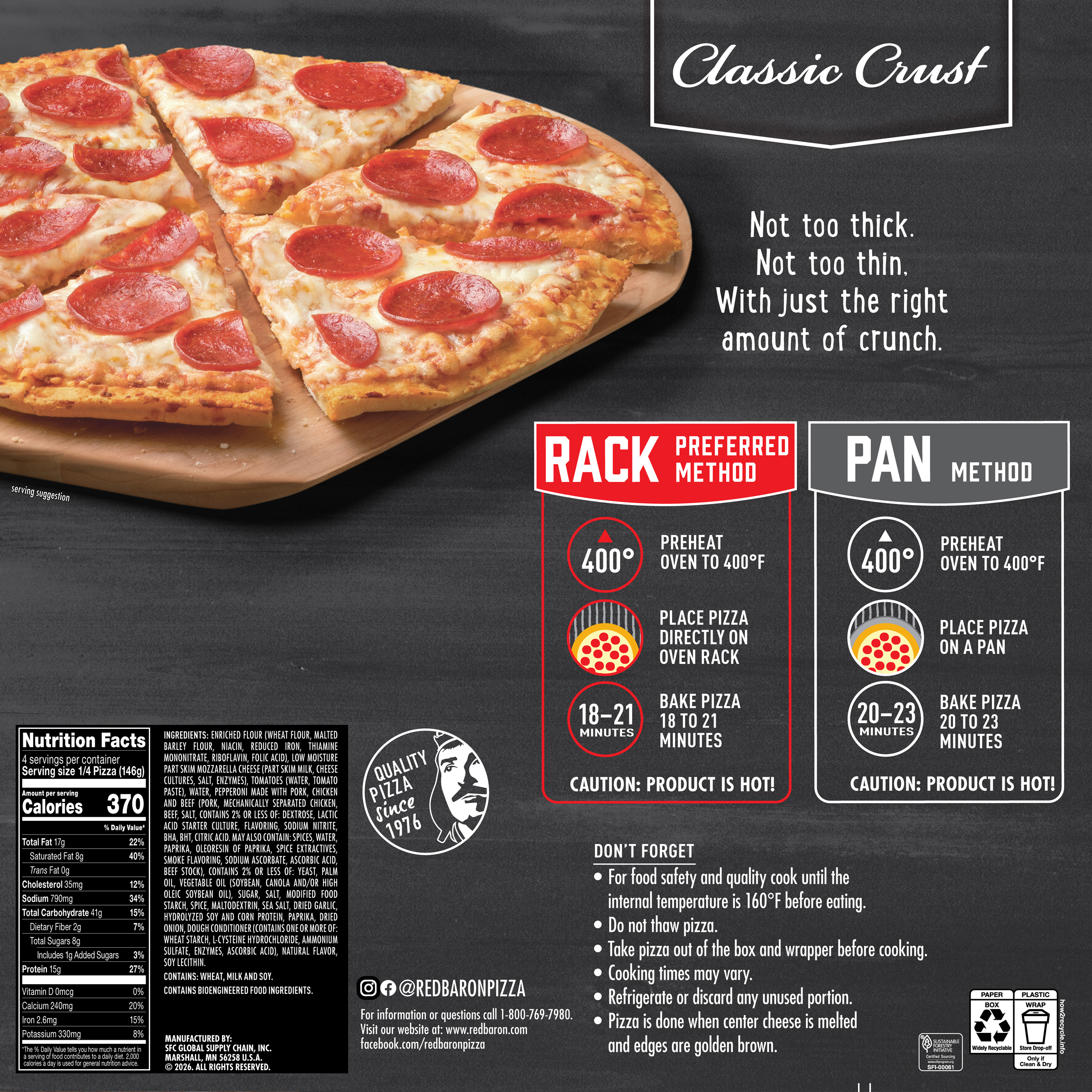 Buy Red Baron Pepperoni Classic Crust Frozen Pizza Online from 7