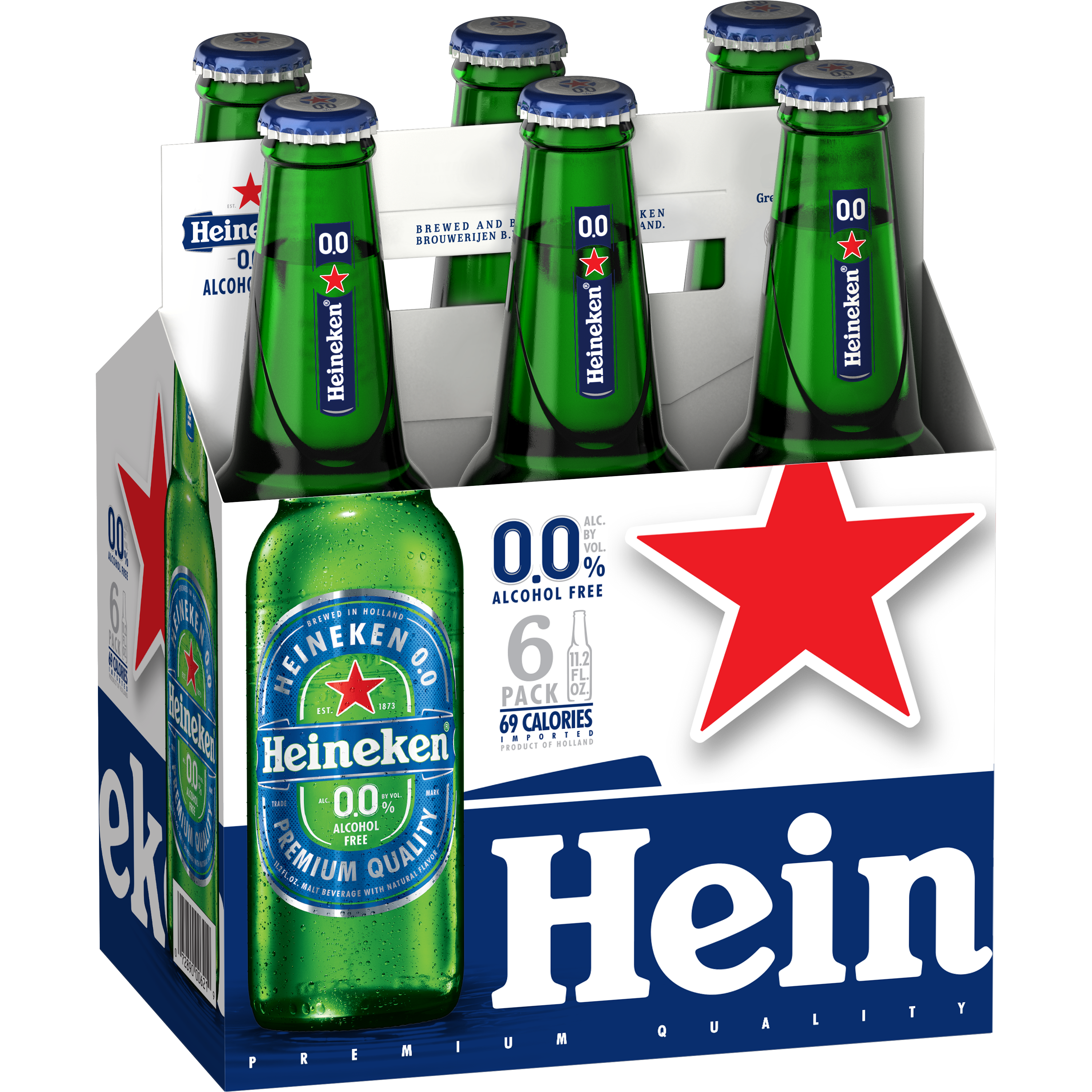 Heineken 0.0 Non-Alcoholic Beer, 6 Pack, 11.2 fl oz Bottles