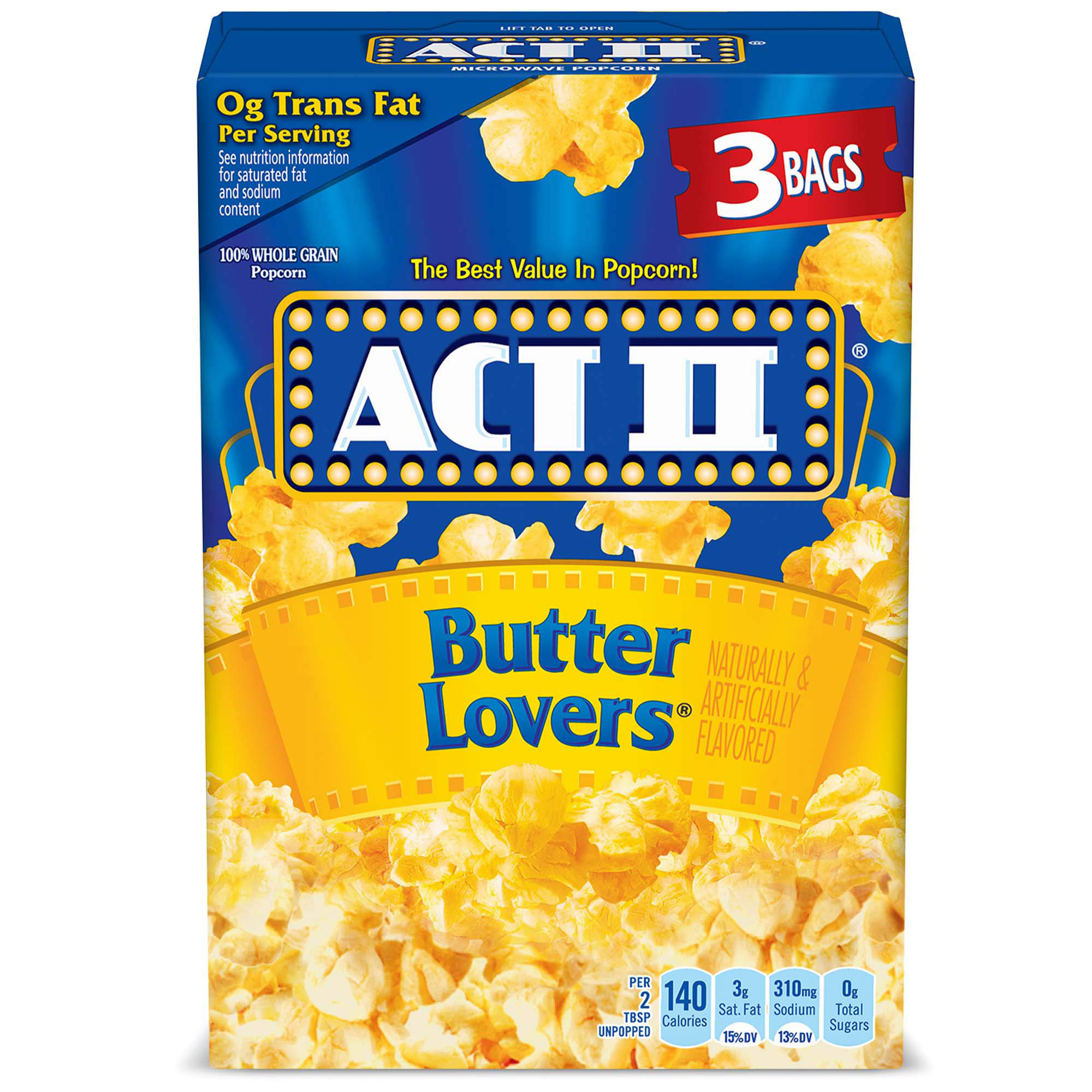 Act II Butter Lovers Microwave Popcorn, 2.75 oz., 3-Count Bags
