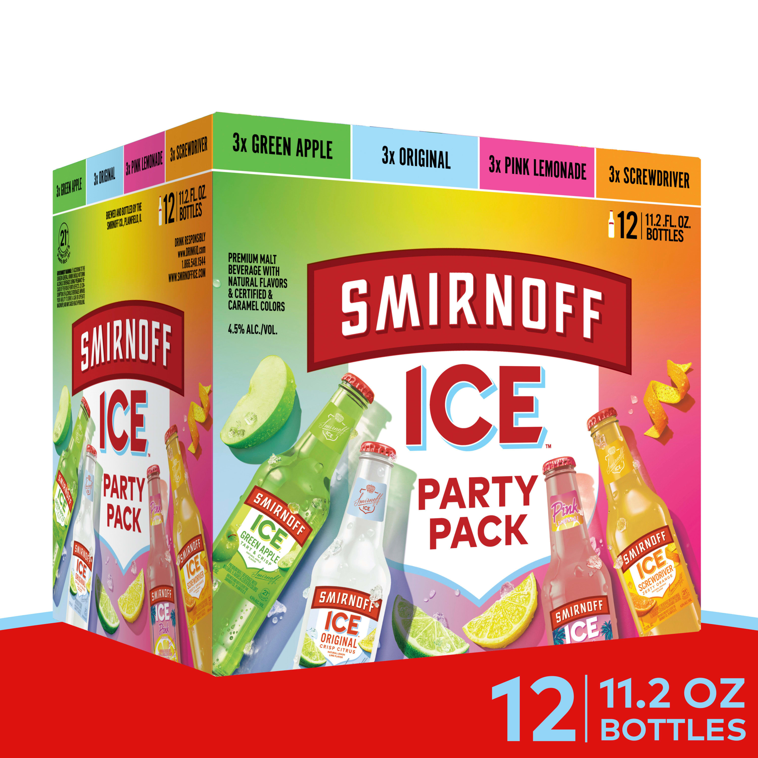 Smirnoff Ice Party Pack Variety, 12 pack Bottles, 11.2 fl oz, 4.5% ABV