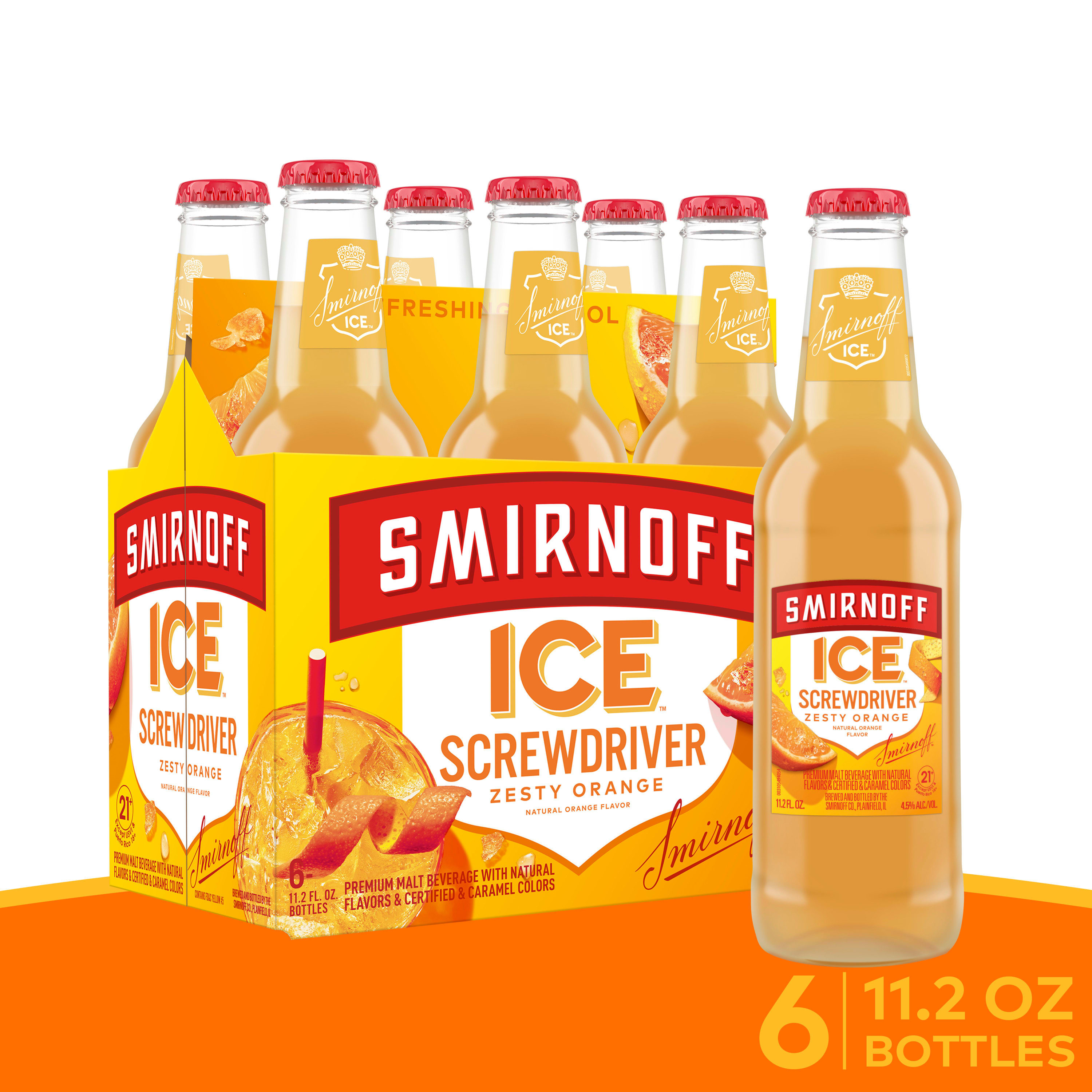 Smirnoff Ice Screwdriver, 6 pack Bottles, 11.2 fl oz, 4.5% ABV