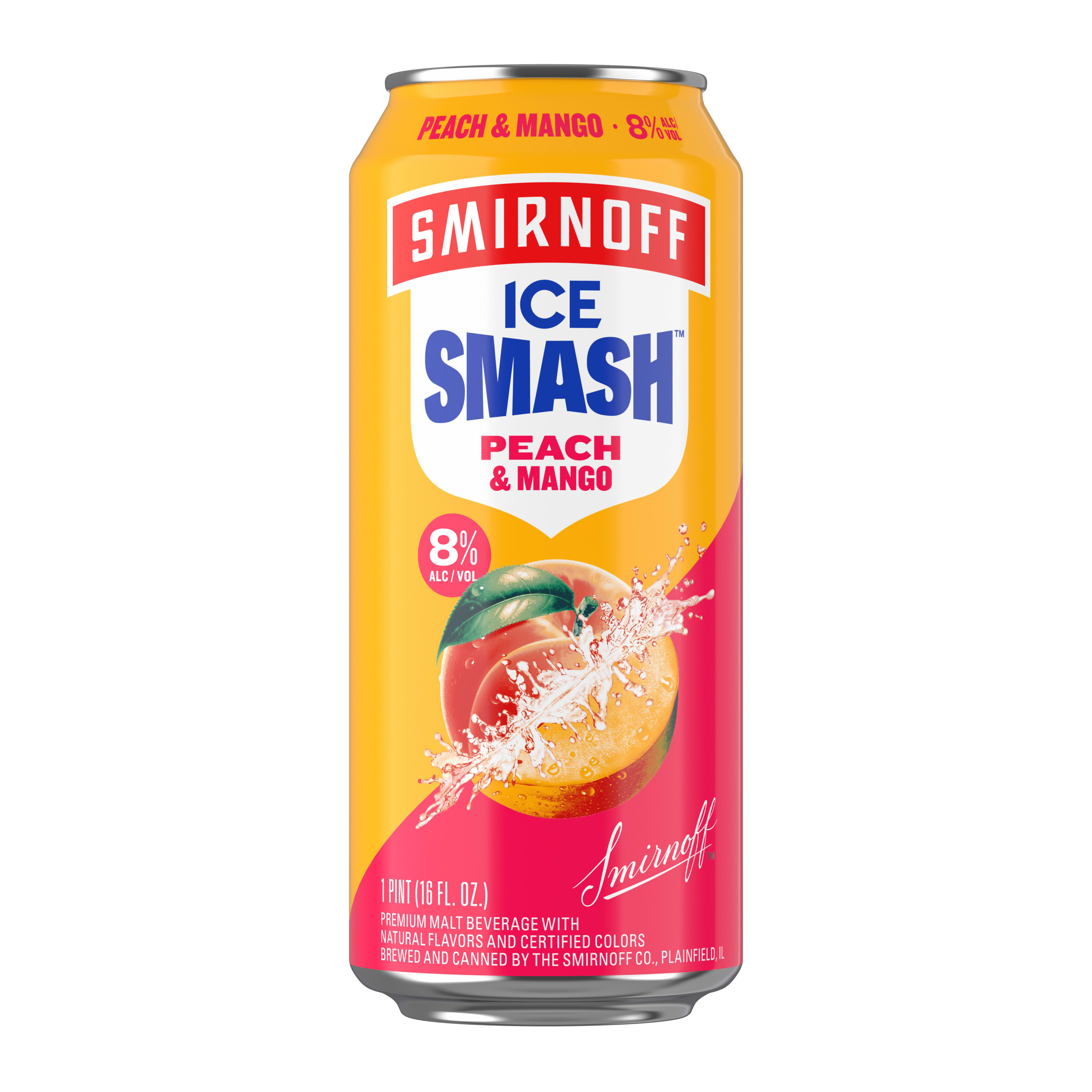 Smirnoff Ice Smash Peach Mango, Single Serve Can, 16 fl oz, 8% ABV