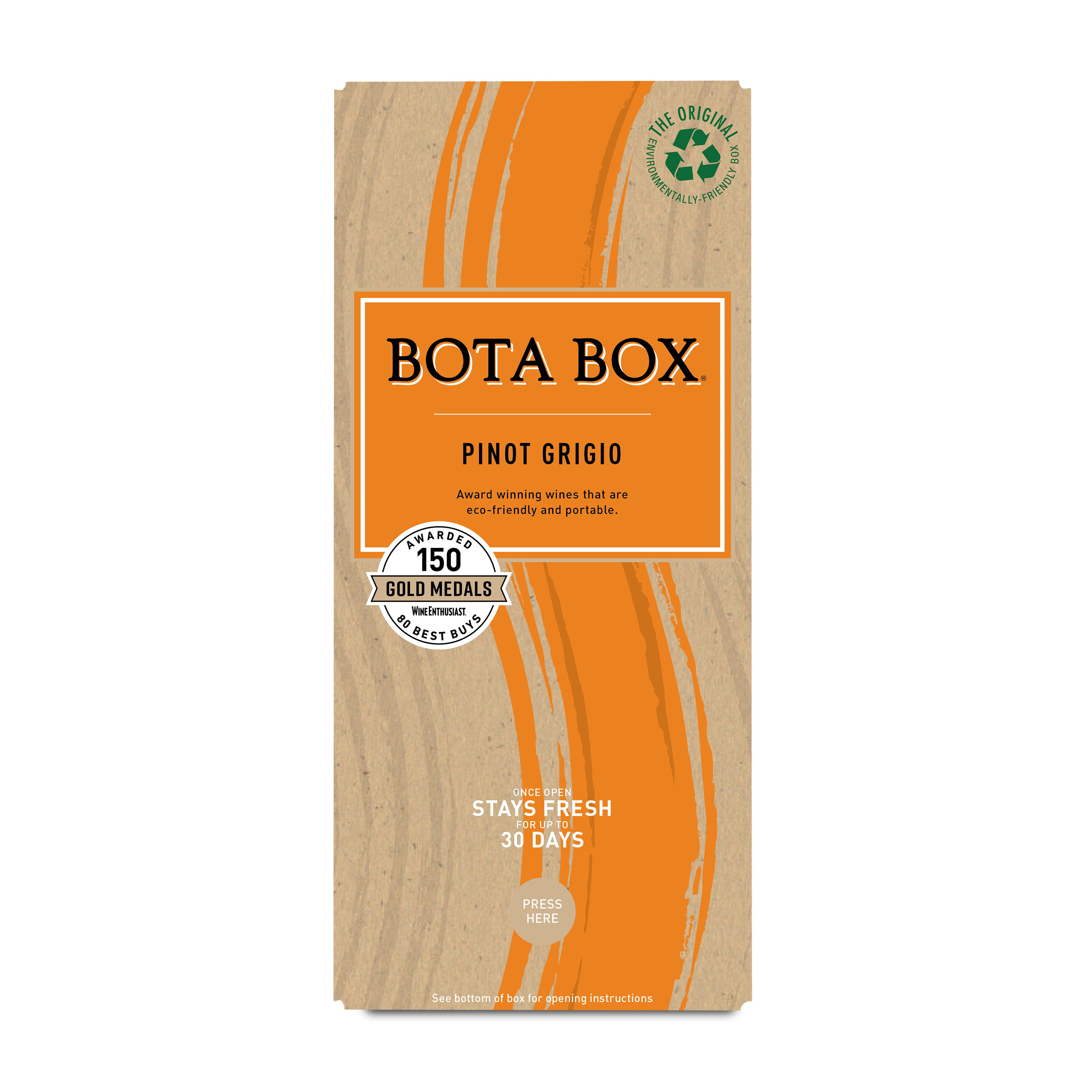 Bota Box Pinot Grigio White Wine, 3L (Equals 4 x 750mL Glass Bottles), 12% ABV