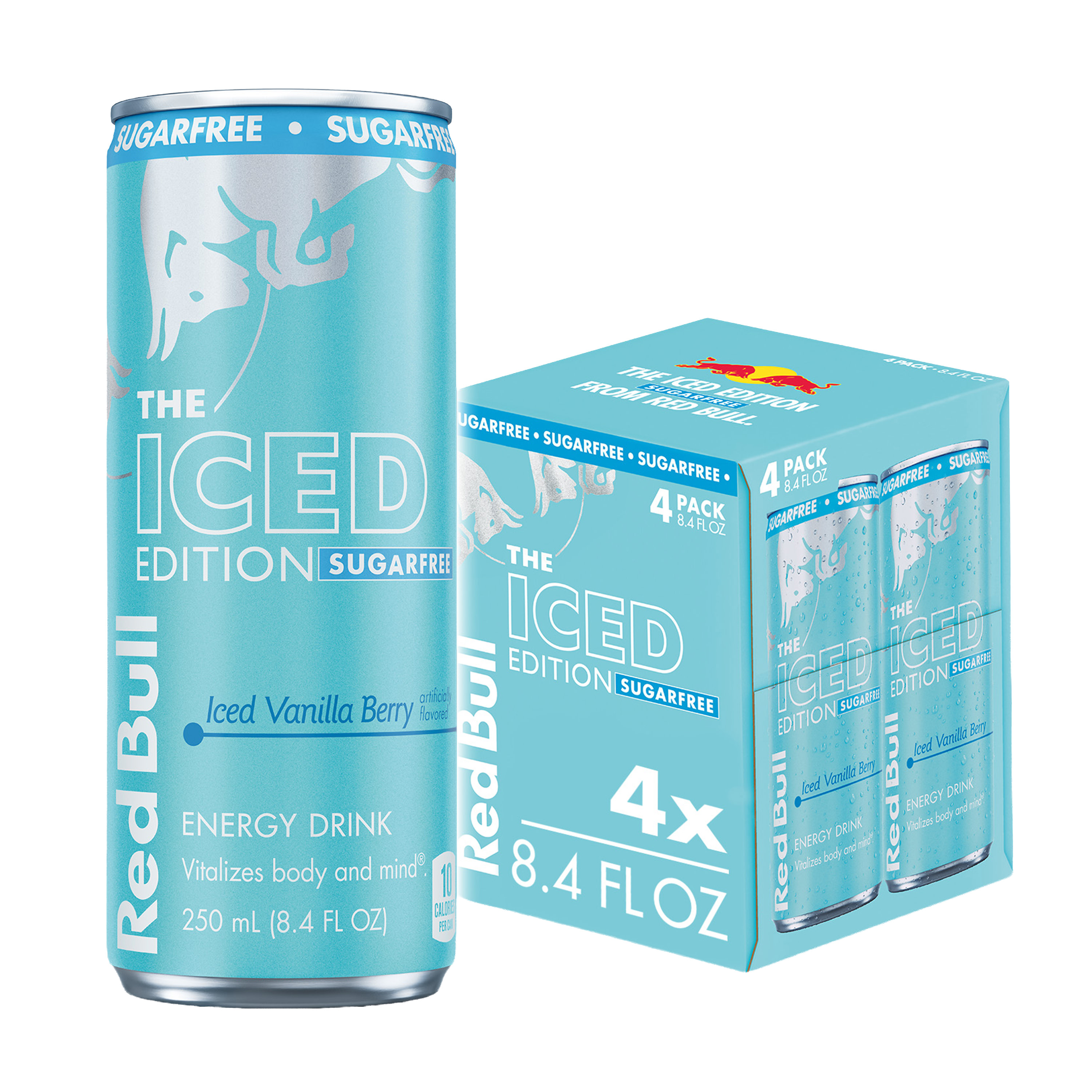 Red Bull Iced Edition Sugarfree Energy Drink, Iced Vanilla Berry, 8.4 fl. oz., Pack of 4, 80mg Caffeine, Taurine & B Vitamins
