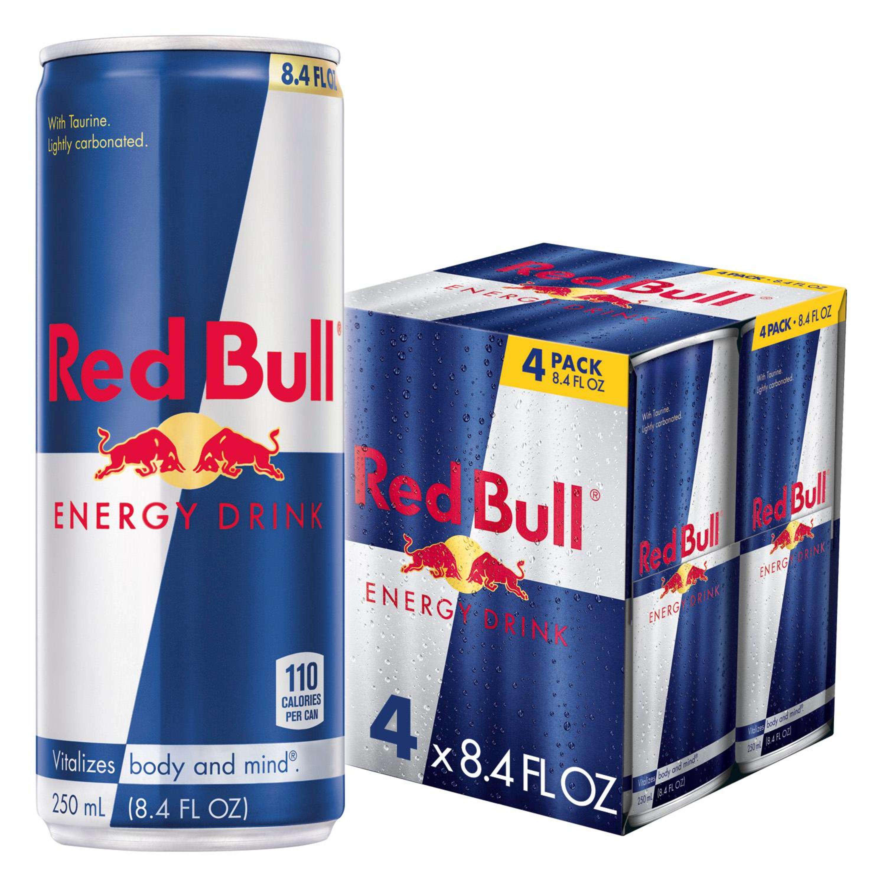 Red Bull Energy Drink, 8.4 fl. oz., Pack of 4 Cans, 80mg Caffeine, Taurine & B Vitamins
