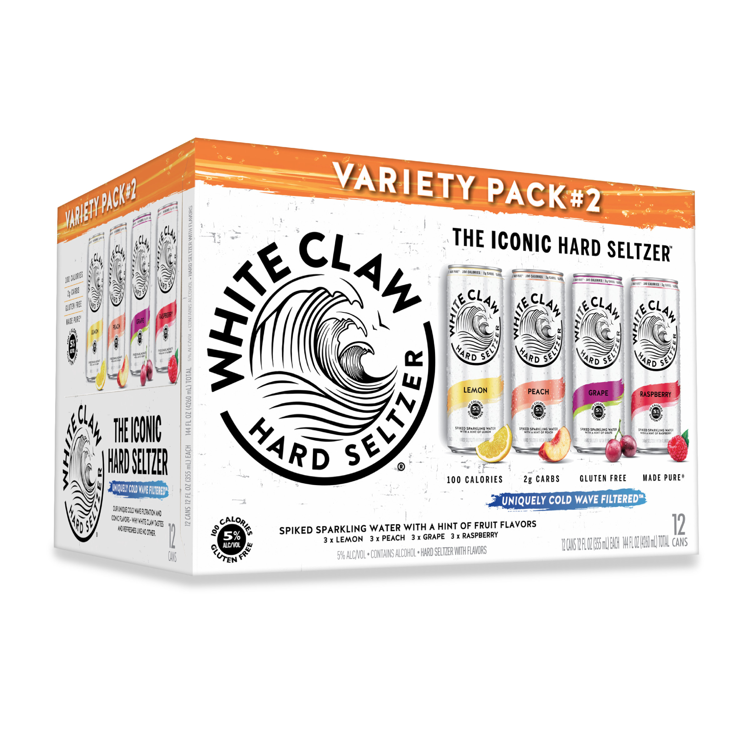 White Claw Hard Seltzer Variety Pack #2, 12 Pack, 12 fl oz Cans, 5% ABV