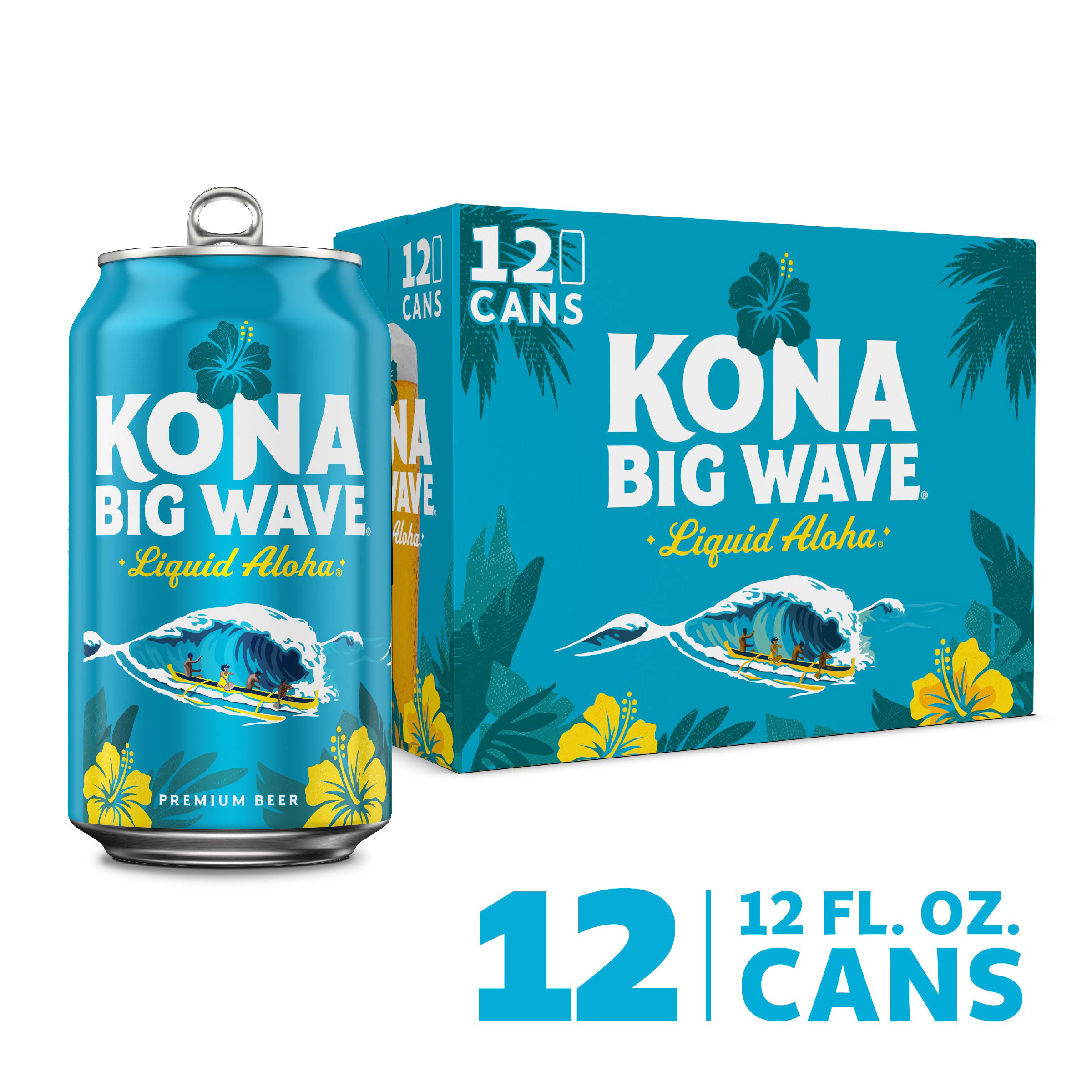 Kona Big Wave Liquid Aloha Premium Beer, 12 Pack, 12 fl oz Cans