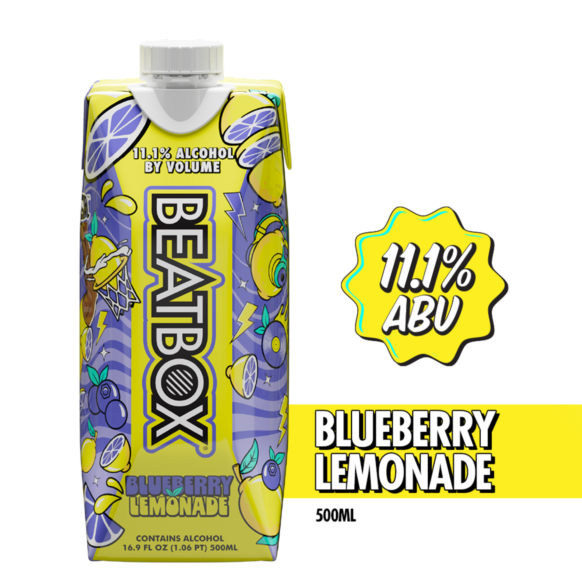 BeatBox Blueberry Lemonade Wine Cocktail, 11.1% ABV, 500 mL Tetra Pak