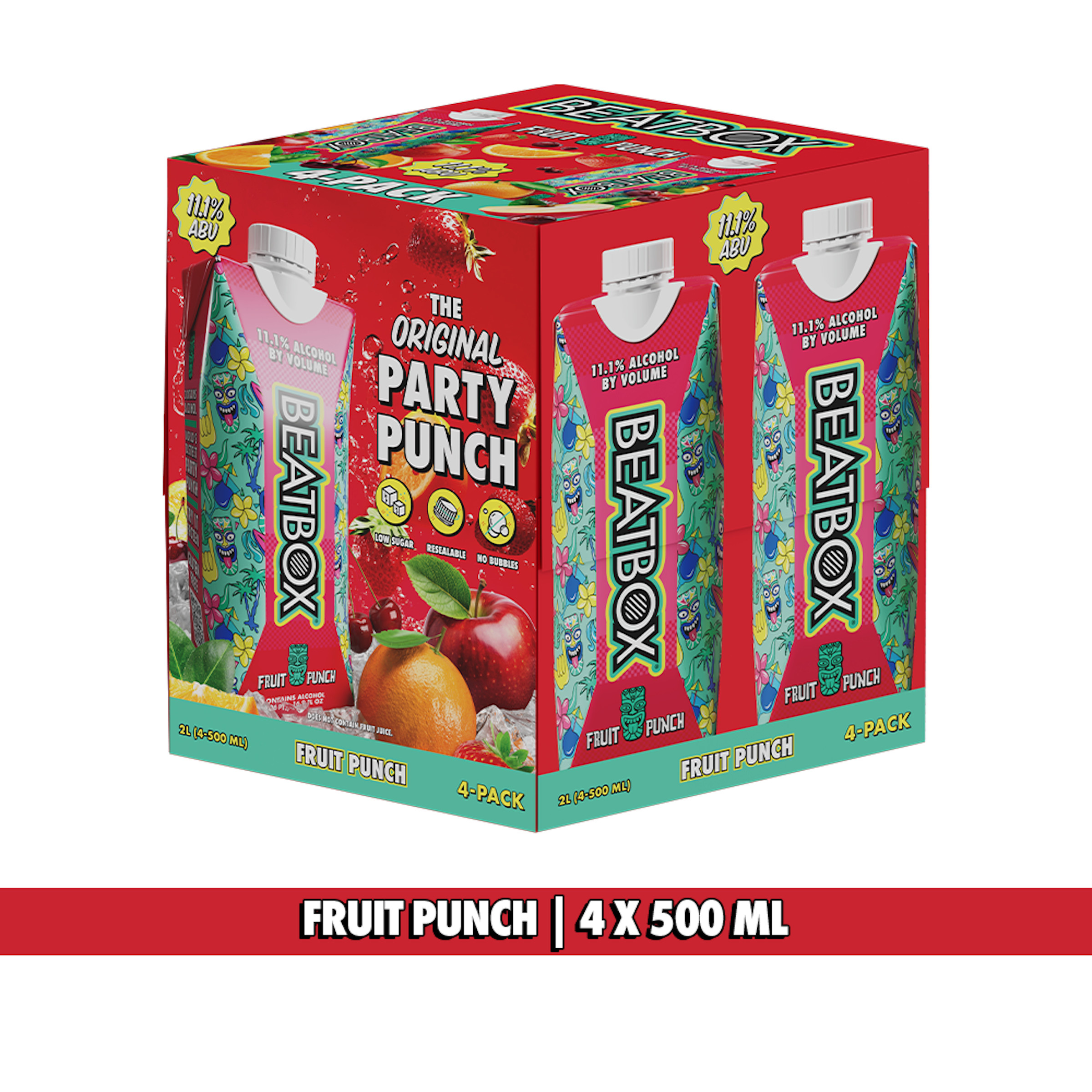 BeatBox Fruit Punch Wine Cocktail, 11.1% ABV, 4 Pack, 500 mL Tetra Pak
