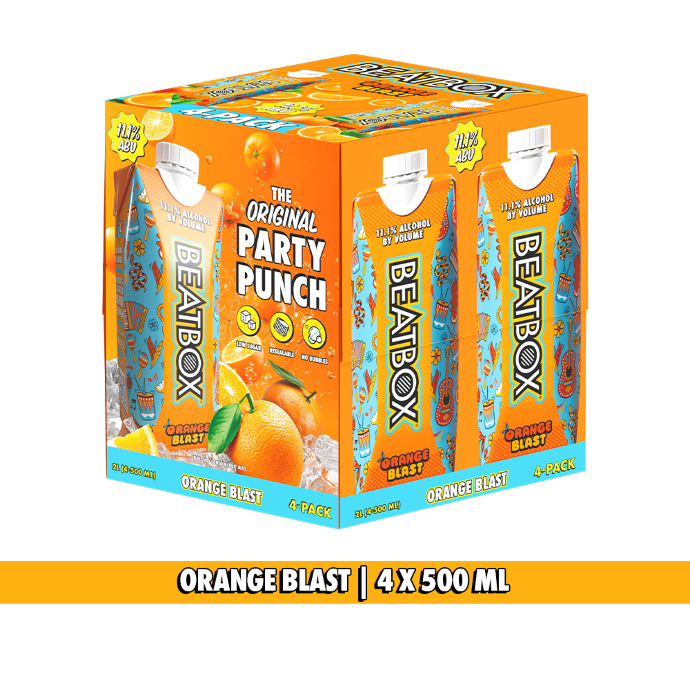 Beatbox Orange Blast Malt Party Punch, 4 Pack, 500 ml 11.1%