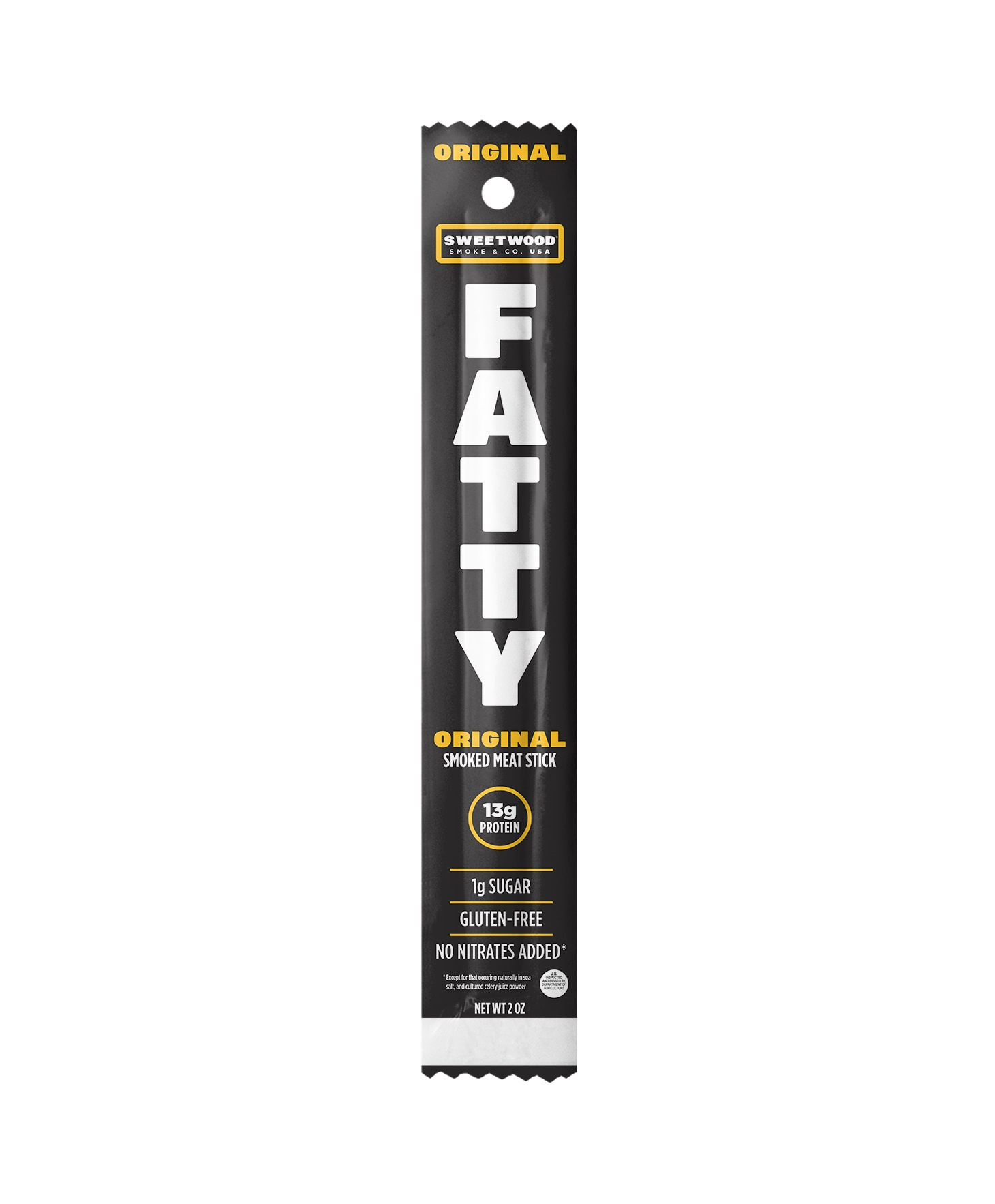 FATTY Meat Sticks, Made with Grass Fed Beef, Pork Raised Without Antibiotics, 13g Protein Per Stick, Original, 2 oz.