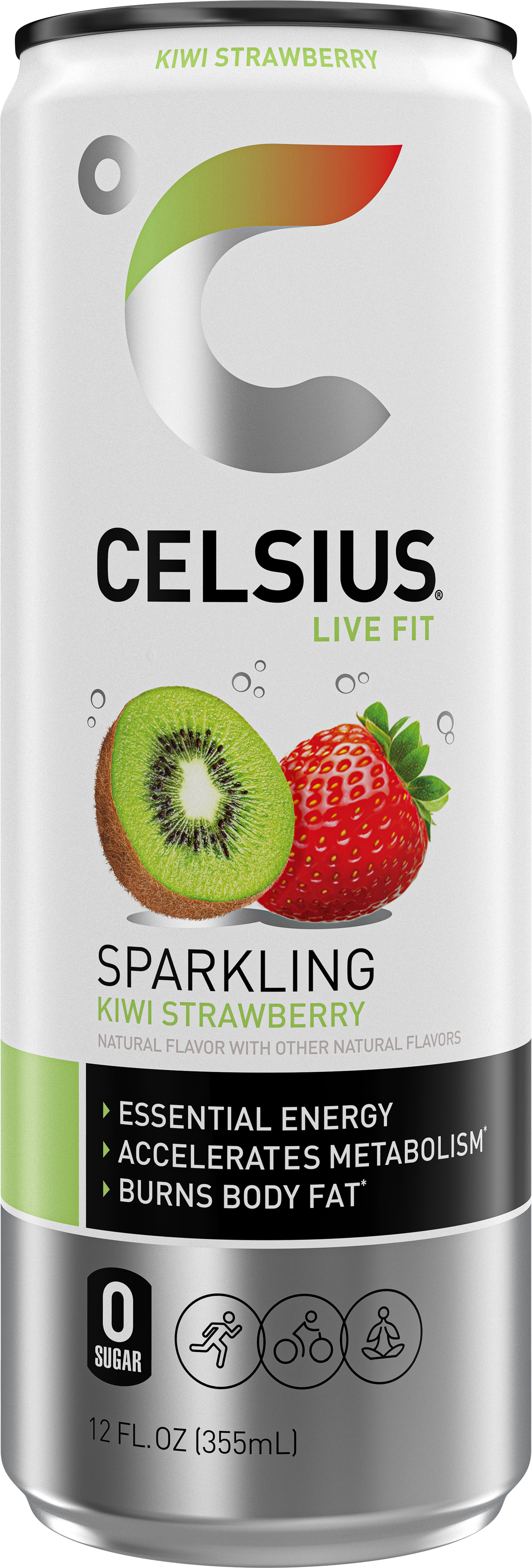 CELSIUS Sparkling Kiwi Strawberry, Functional Energy Drink 12 Fl Oz Single Can