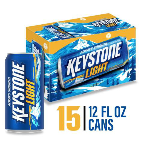 Keystone Light American Lager Light Beer 4.1% ABV, 15 Pack, 12.0 fl oz Cans