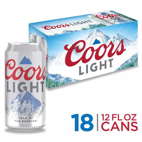 Coors Light Beer, American Light Lager Beer, 18-pack, 12-oz beer cans, 4.2% ABV
