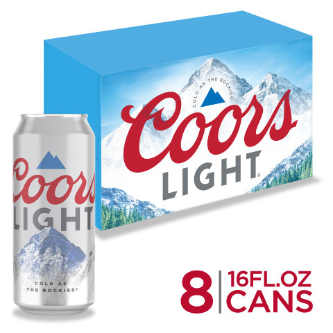 Coors Light Beer, American Light Lager Beer, 8-pack, 16-oz beer cans, 4.2% ABV