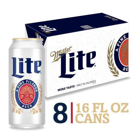 Miller Lite American Light Lager Beer, 8-pack, 16-oz beer cans, 4.2% ABV