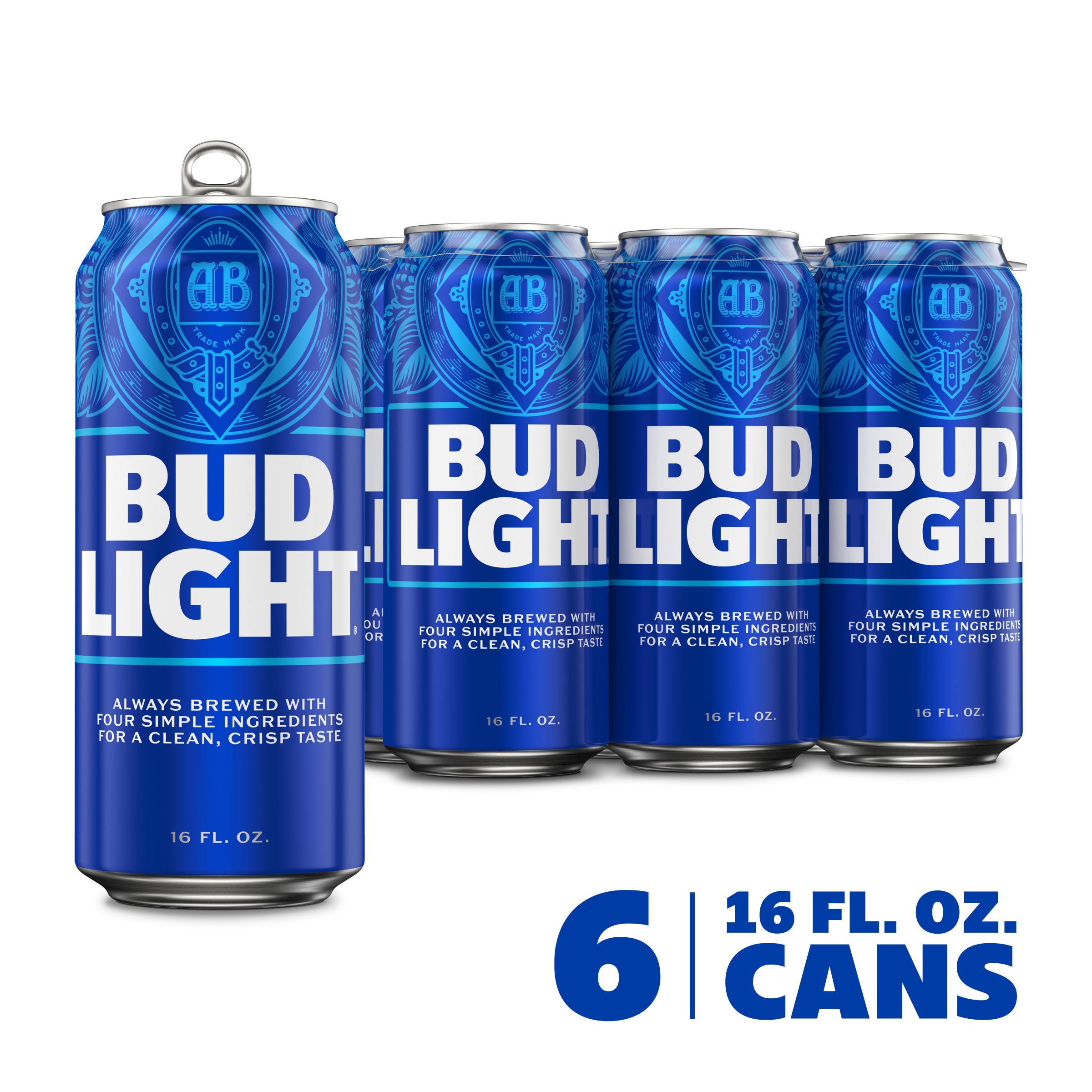 Bud Light American Lager Beer 6 Pack, 16 fl oz Cans