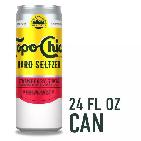 Topo Chico Hard Seltzer Strawberry Guava, 4.7% ABV, Single, 24 FL OZ Can