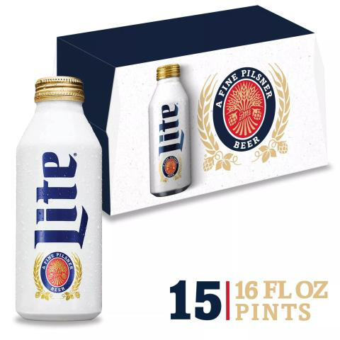 Miller Lite American Light Lager Beer, 15-pack, 16-oz beer bottles, 4.2% ABV