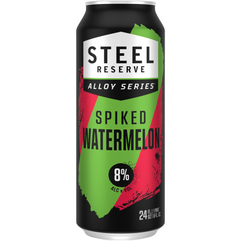 Steel Reserve Spiked Watermelon, Alloy Series, Flavored Malt Beverage, 24 fl. oz. Can, 8% ABV