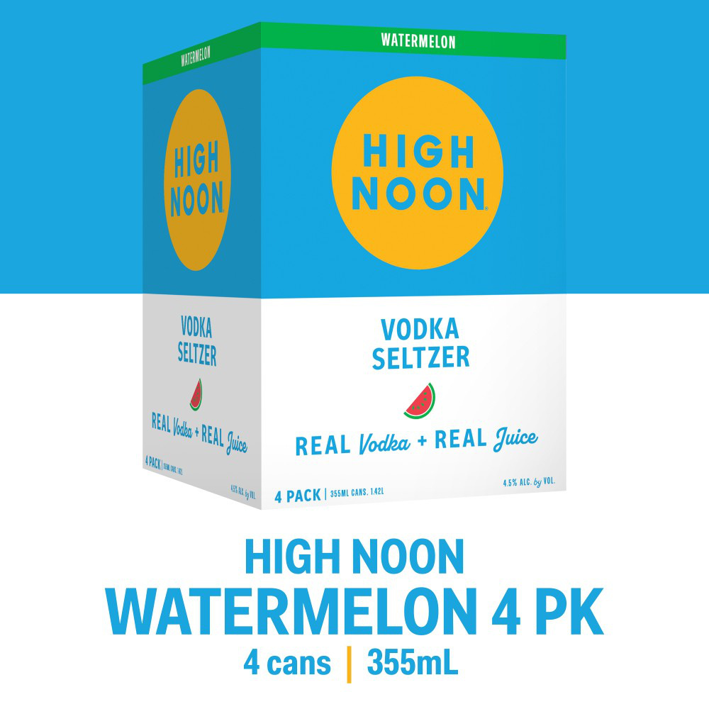 High Noon Watermelon Vodka Hard Seltzer 355ml Can 4 Pack