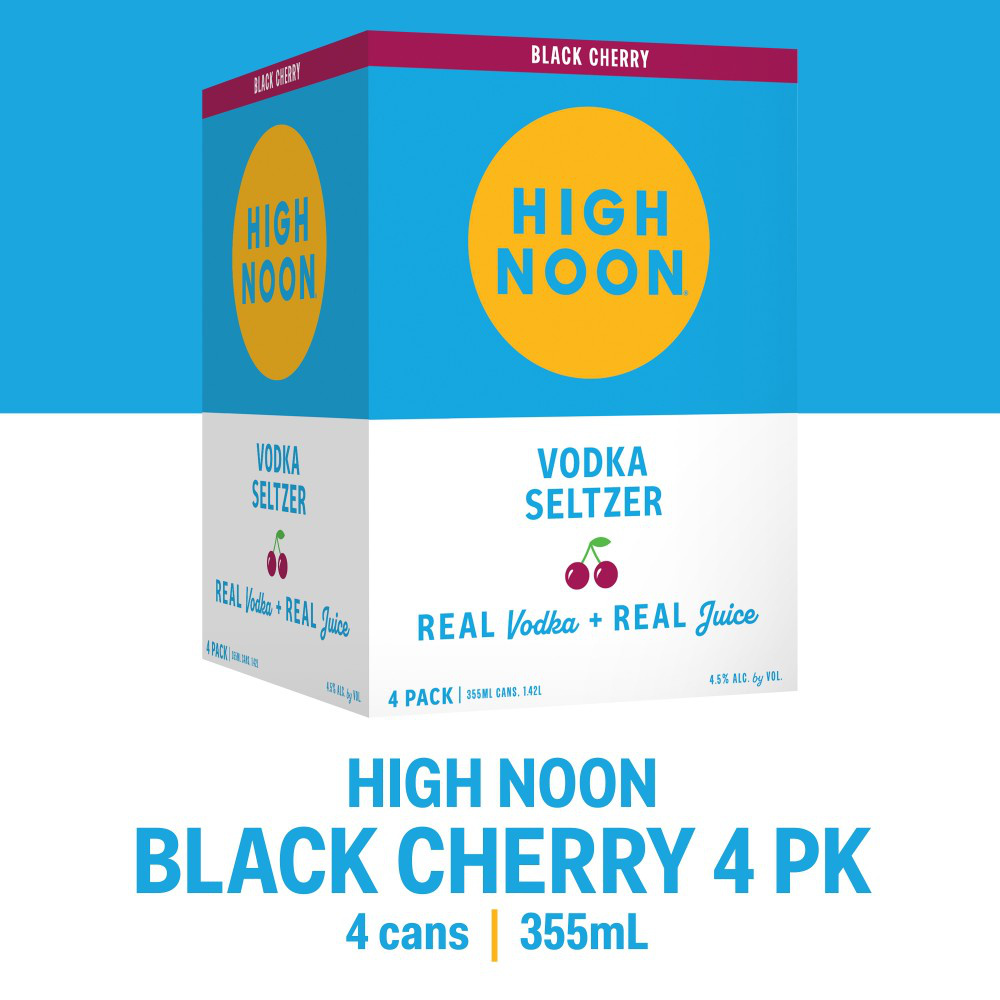 High Noon Black Cherry Vodka Hard Seltzer 355ml Can 4 Pack