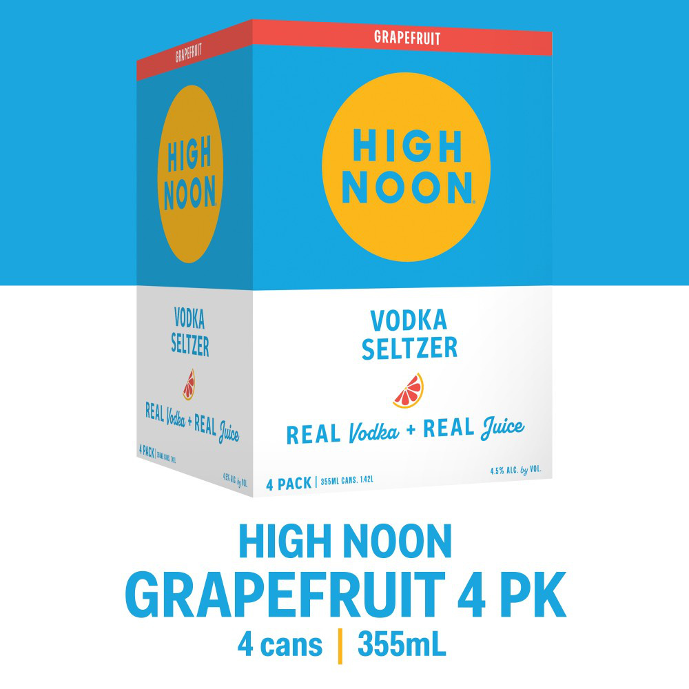 High Noon Grapefruit Vodka Hard Seltzer 355ml Can 4 Pack