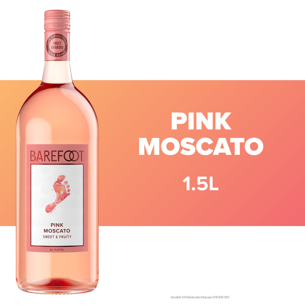 Barefoot Cellars Pink Moscato Wine 1.5L Bottle