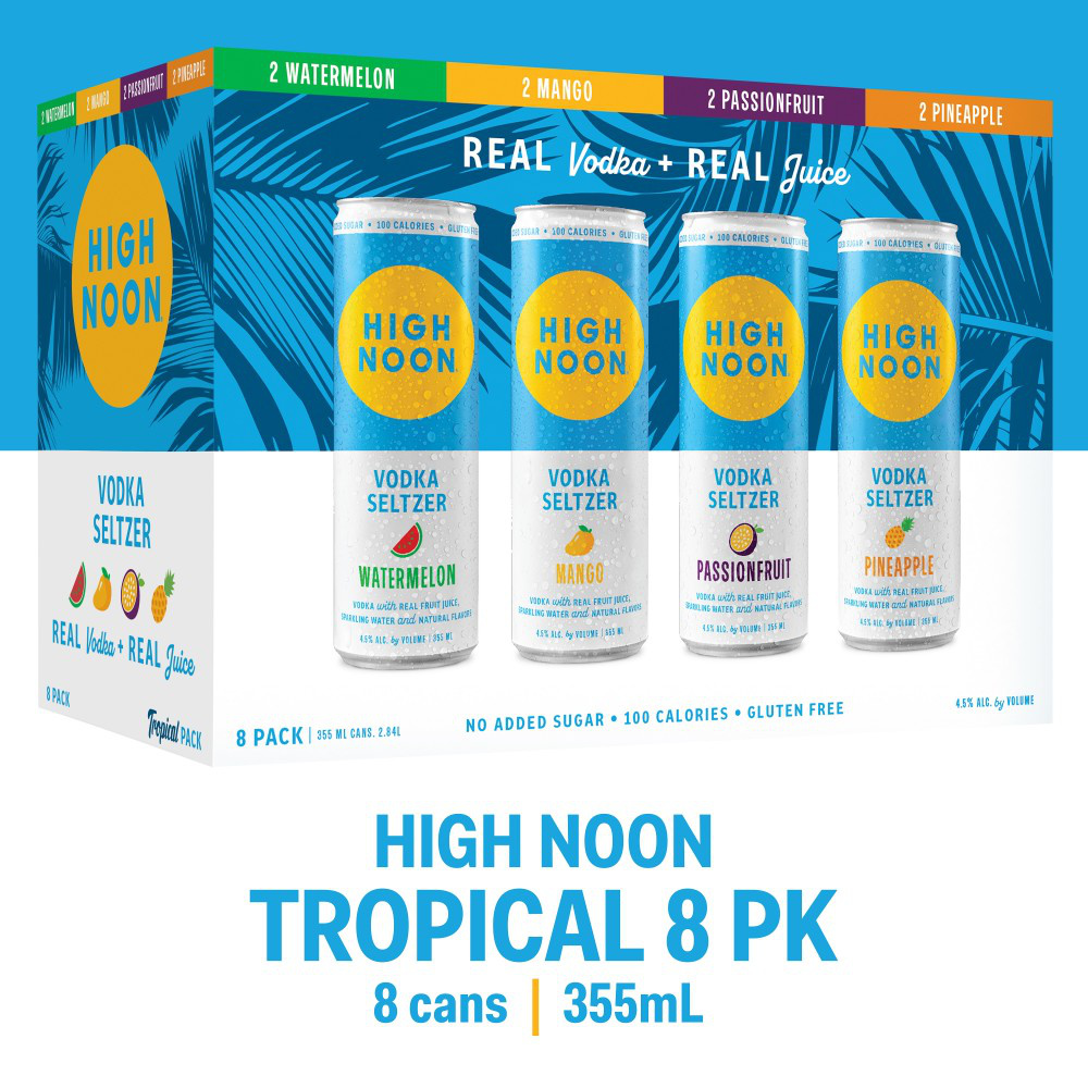 High Noon Tropical Pack Vodka Hard Seltzer Variety Pack 8 355ml Cans