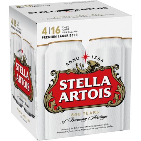 Stella Artois 4 Pack 16oz Can