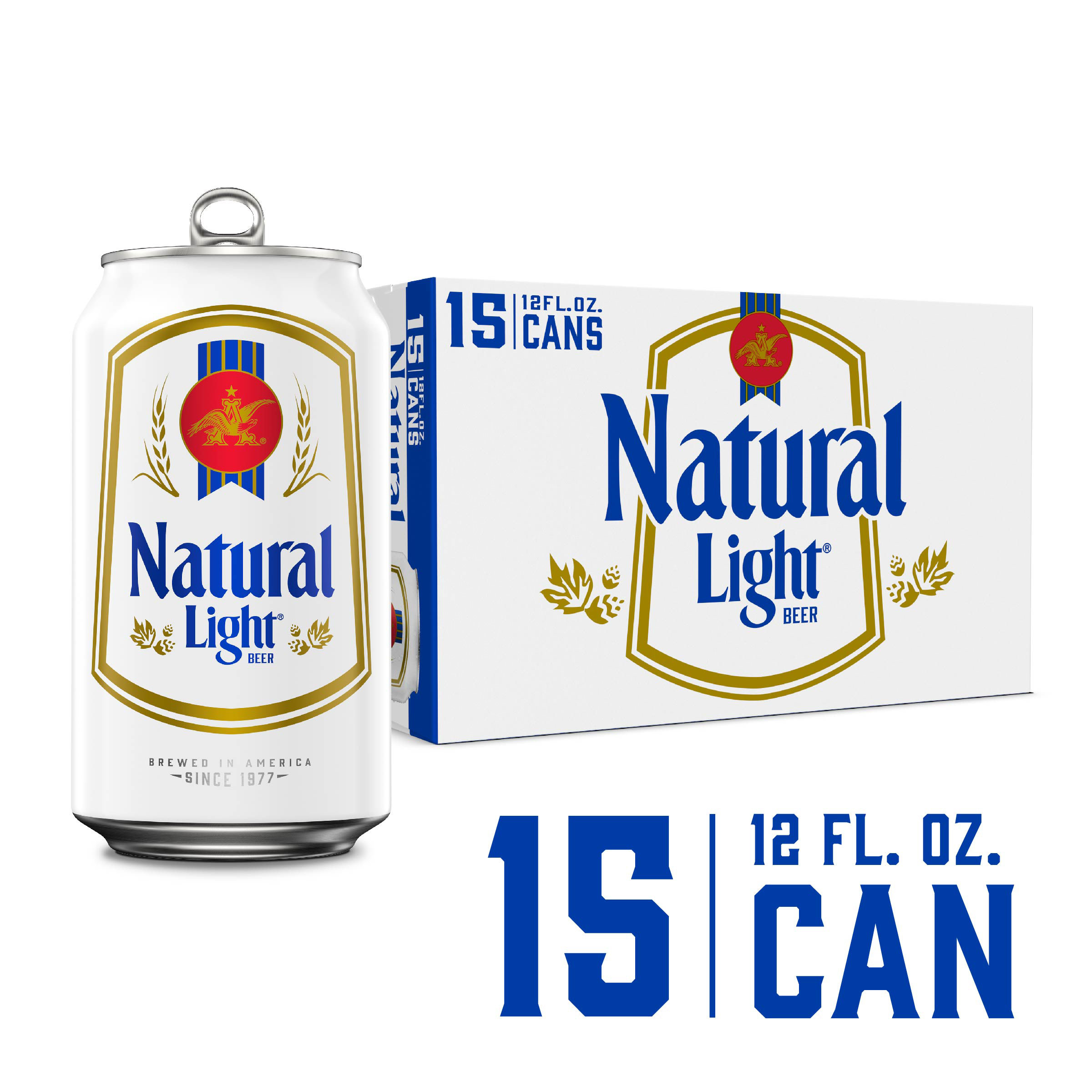 Natural Light Beer, 15 Pack Beer, 12 FL OZ Cans