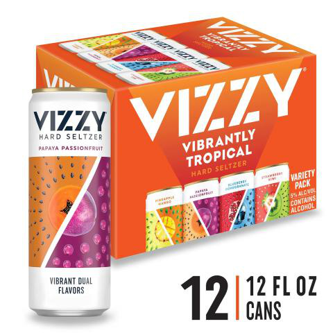Vizzy Hard Seltzer Tropical Variety Pack, 12 Pack, 12 fl oz Cans, 5% ABV