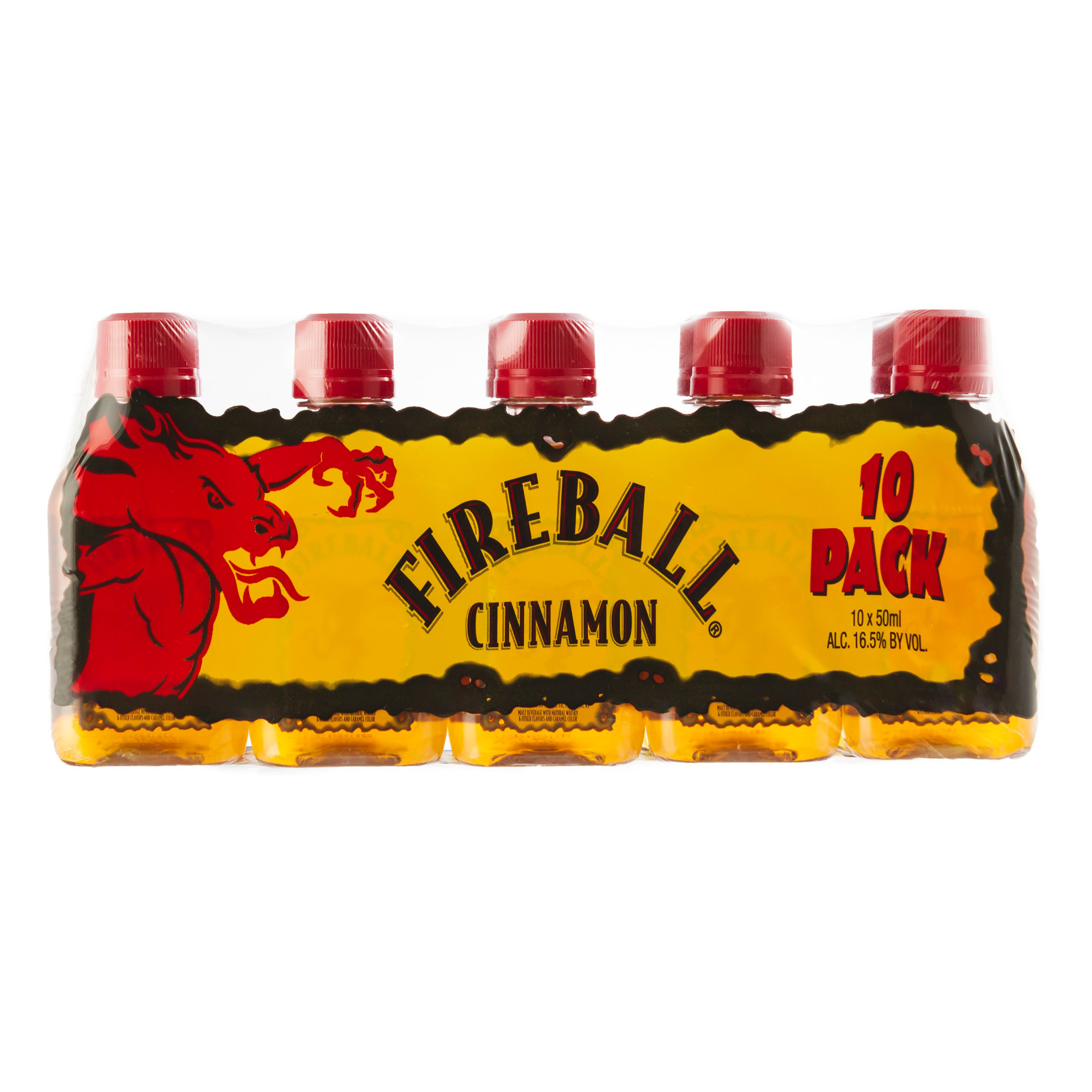 Fireball Cinnamon Malt Beverage, 50ml Bottles, 10 Count, 33 Proof