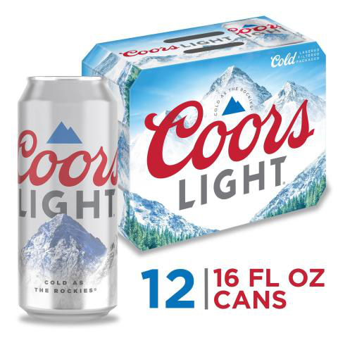 Coors Light Beer, American Light Lager Beer, 12-pack, 16-oz beer cans, 4.2% ABV