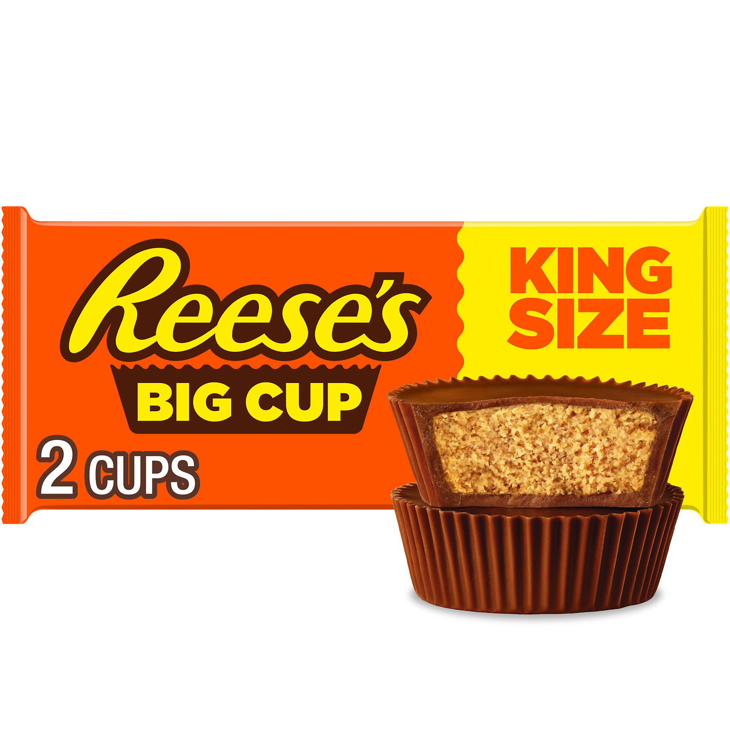 REESE'S Big Cup Milk Chocolate King Size Peanut Butter Cups, Candy Pack, 2.8 oz