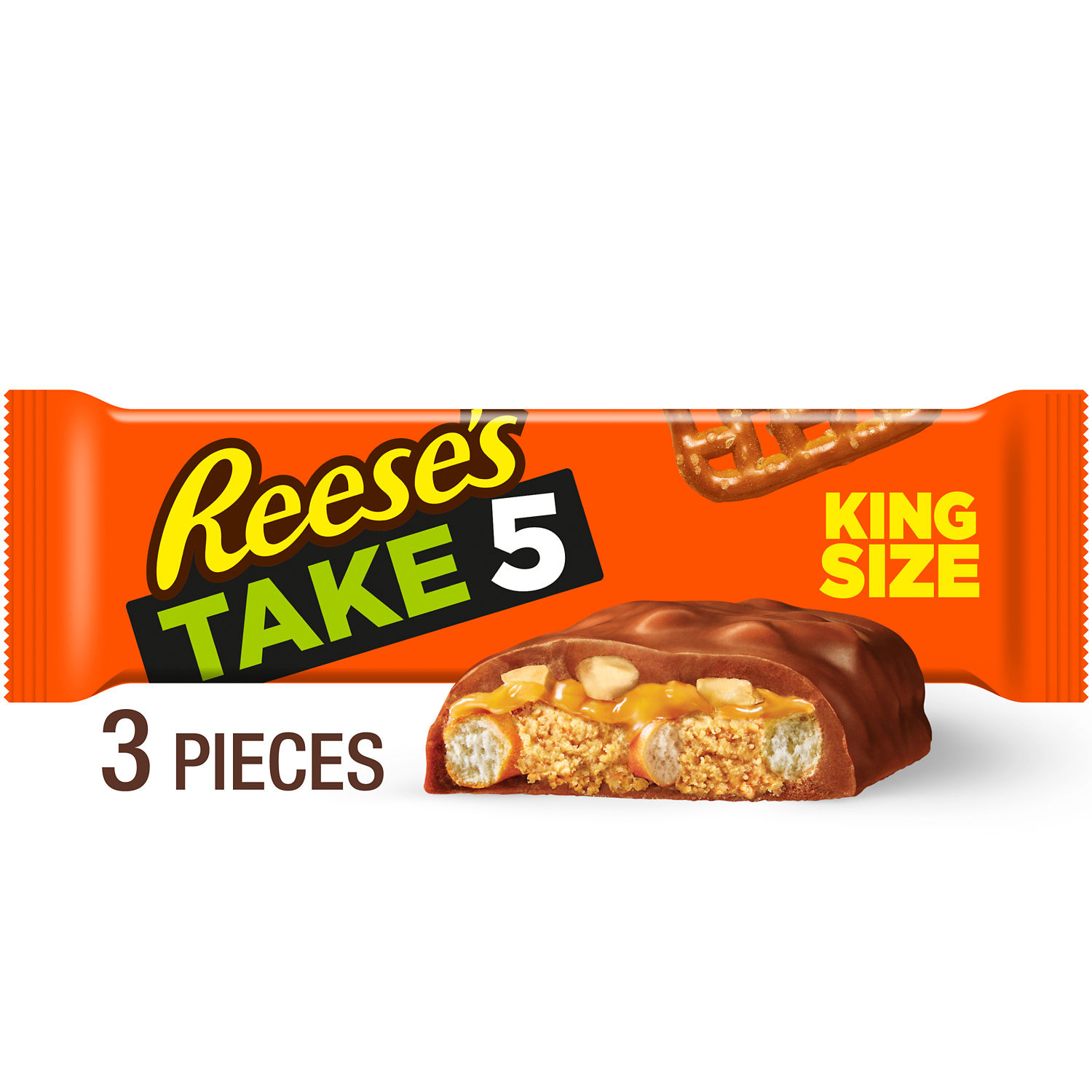 REESE'S TAKE 5 Pretzel, Peanut and Chocolate King Size, Candy Bar, 2.25 oz