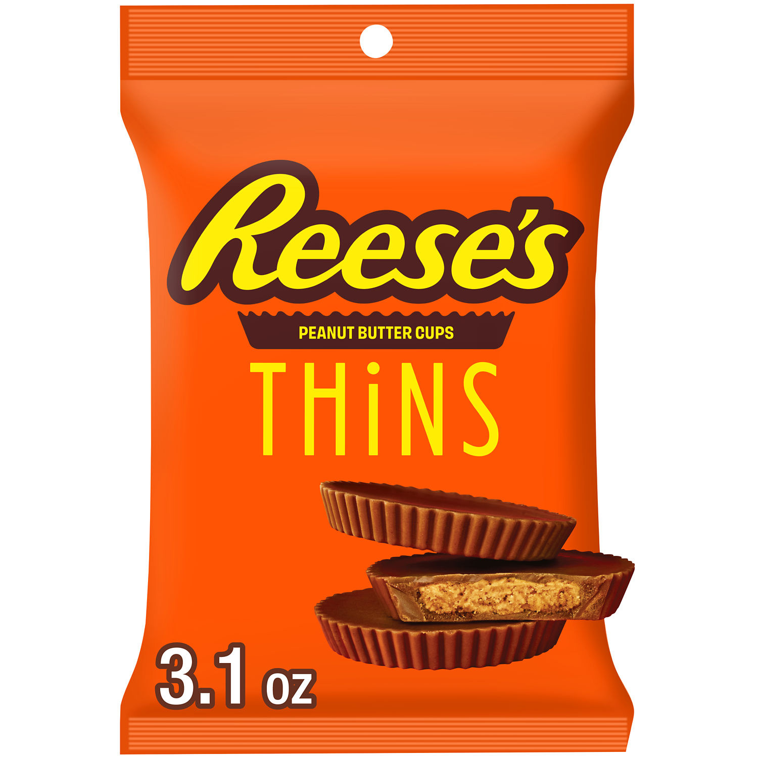 REESE'S THiNS Chocolate Peanut Butter Cups, Candy Bag, 3.1 oz