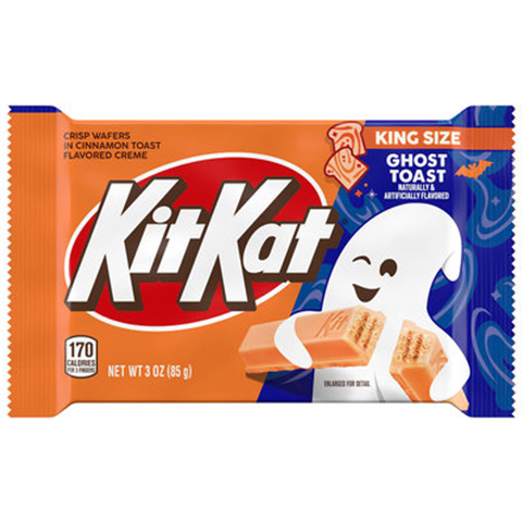 KIT KAT® Ghost Toast Cinnamon Toasted Flavored Creme Wafer King Size, Halloween Candy Bar, 3 oz